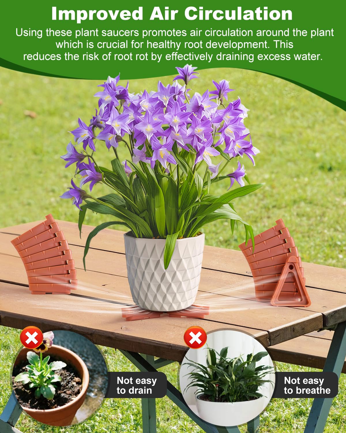 FantasyLife Pot Feet for Outdoor Planters, Invisible Breathable Plant Risers, Moisture-Proof Pot Stands Toes Lifters for Heavy Plants, Stackable Planter Feet for Indoor Outdoor (16pc Orange, Small)