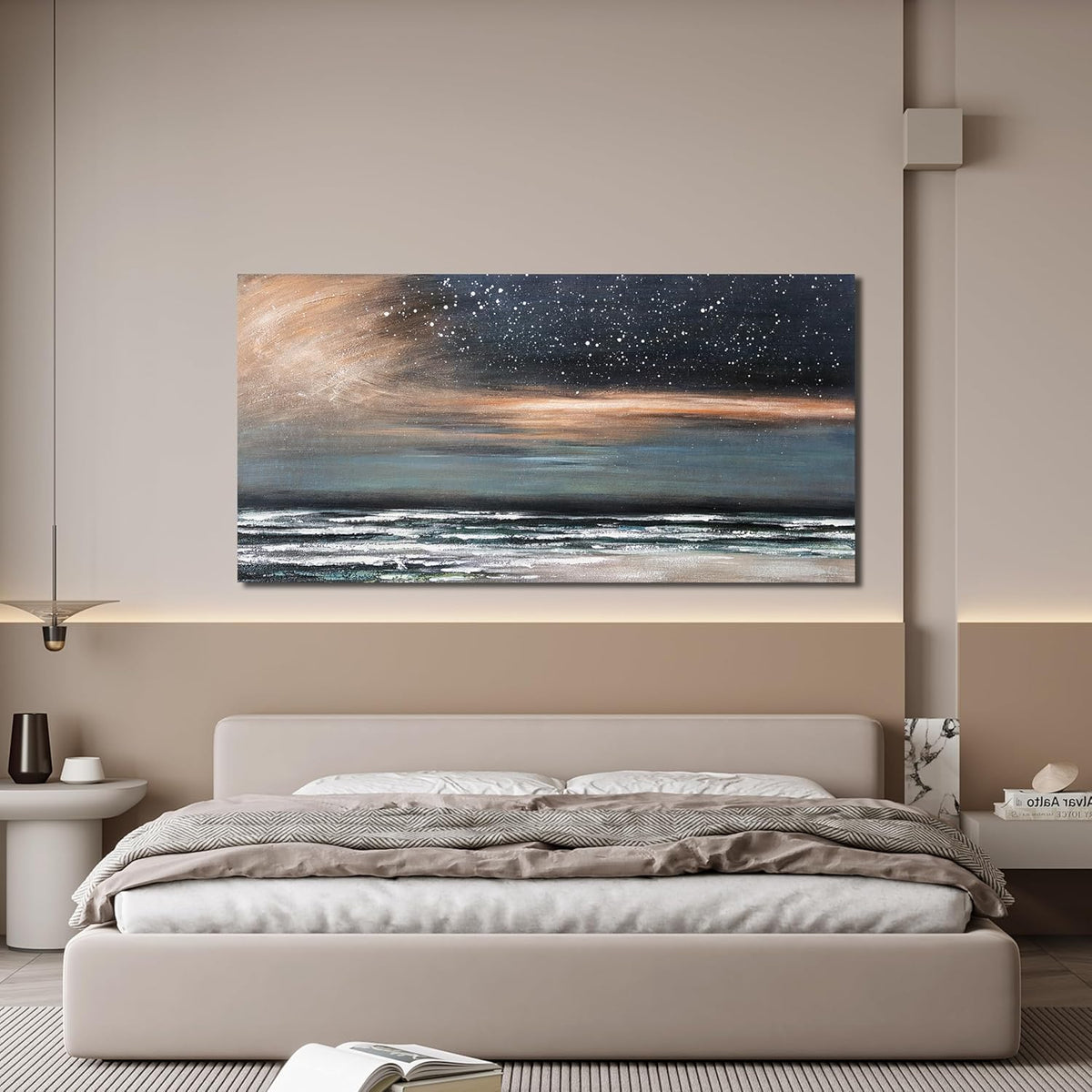 Canvas Wall Art Decor Artwork for Walls Coastal Beach Wall Art Decorations Canvas Modern Art Wall Decor Nature Starry Night Wall Art Prints Art Work for Home Office Kitchen Wall Decor 20"X40"