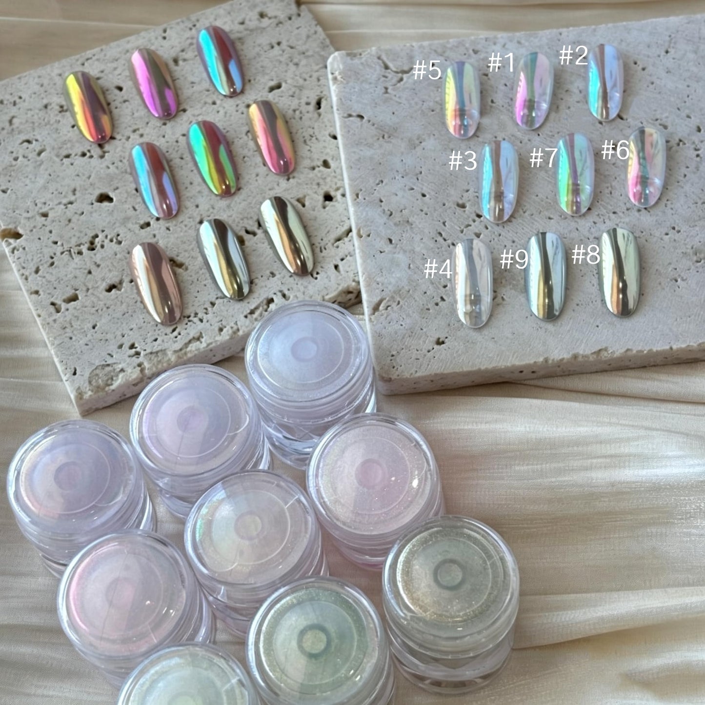 CHARMING MAY Moonlight Rainbow Chrome Nail Powder,3 Jars Aurora Nail Powder Unicorn Mermaid Chrome Powder for Nails Nail Art Glitter(Moonlight#789)