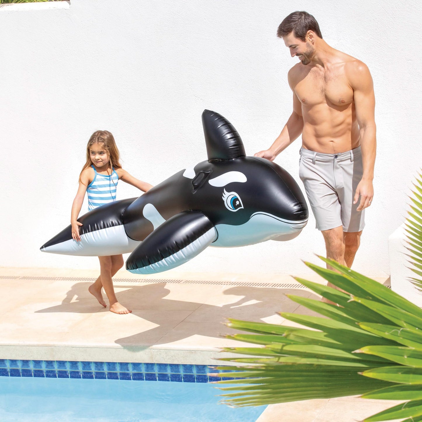 INTEX Whale Inflatable Pool Float: Animal Pool Toy For Kids – 2 Heavy-Duty Handles – 88lb Weight Capacity – 76" x 47" – For Ages 3+