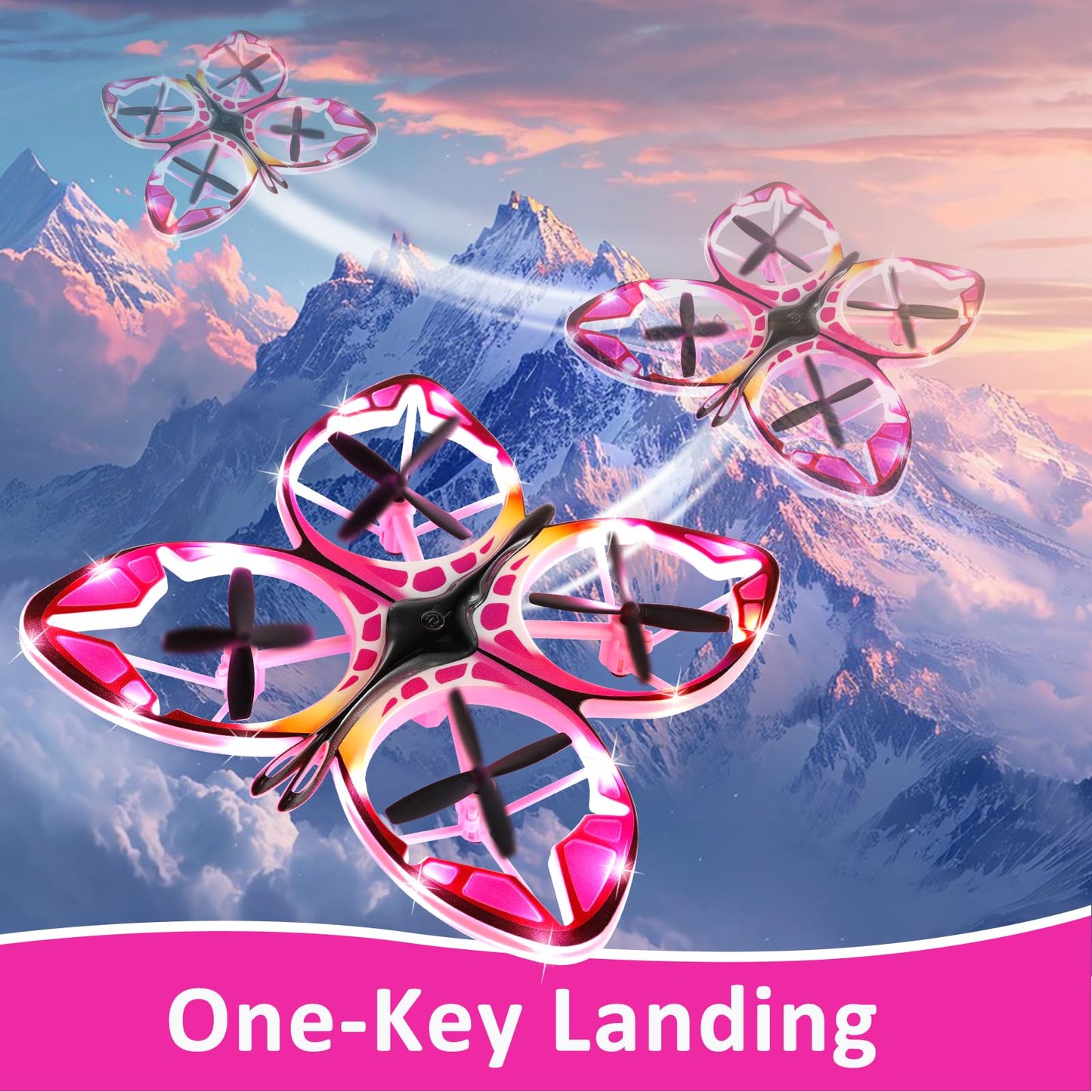 Authticar Mini Drone - RC Butterfly Drone for Beginners with Colorful Light, 3D Flip, Headless Mode, Altitude Hold, Remote Control Quadcopter Gift for Teens Adults