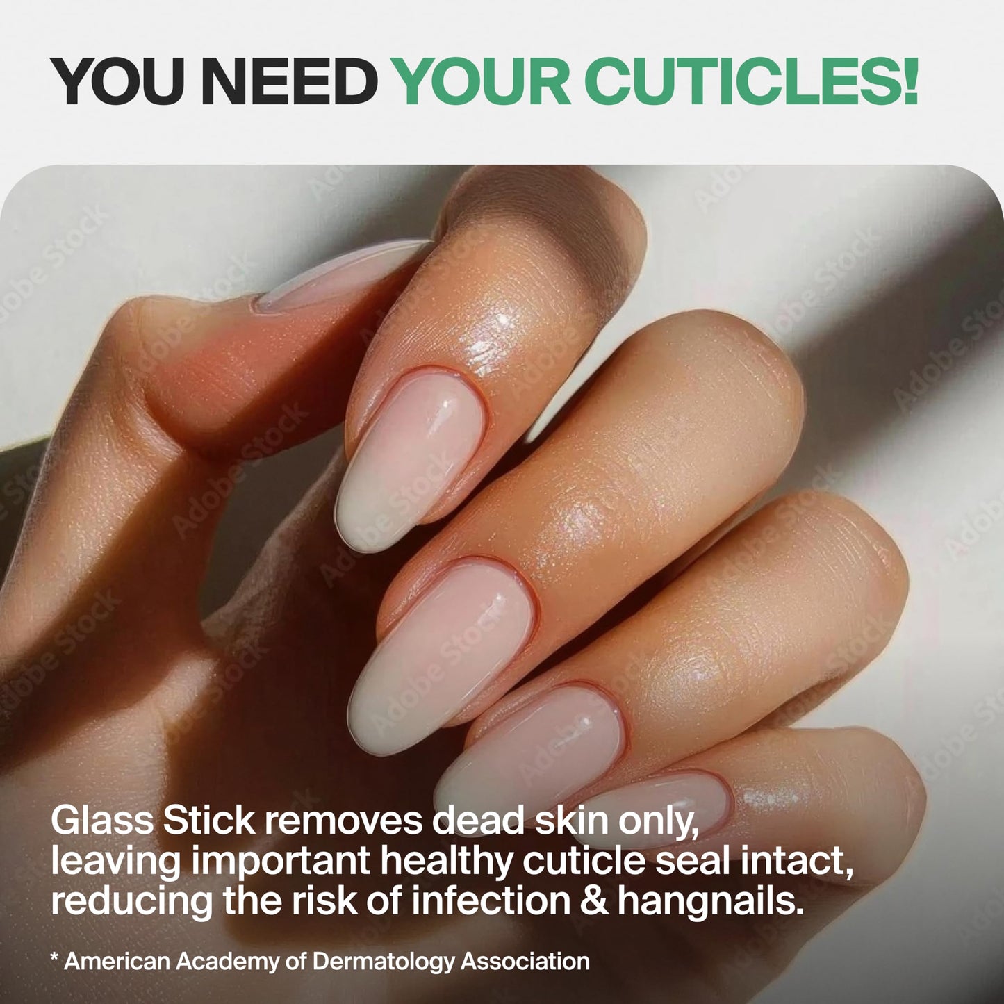 GERMANIKURE Clear Glass Cuticle Stick in Leather Sleeve - Ethically Made in Czech Republic - Cuticle Pusher & Remover, Callous & Dry Skin Fingertip File, Nail Shaper
