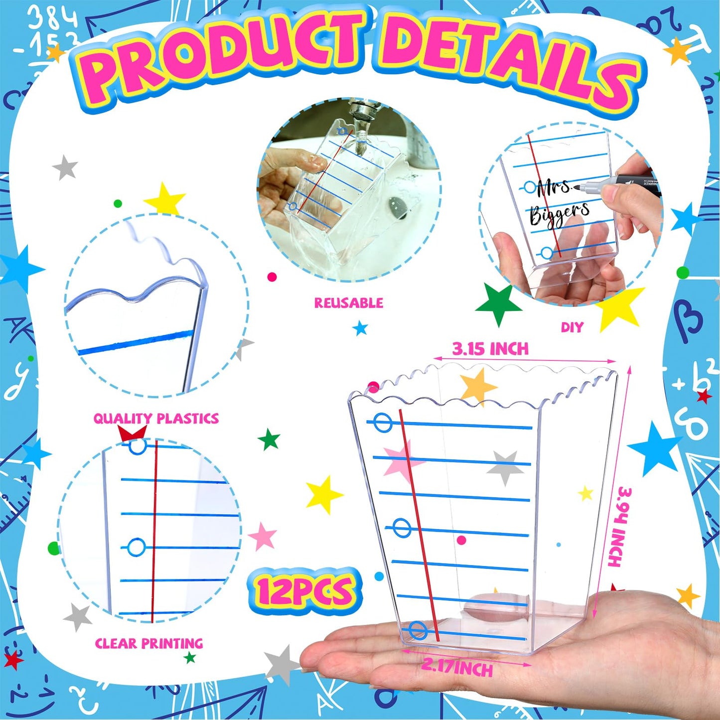 Mimorou 12 Pcs Teacher Gift Box Teacher Appreciation Gift Container Thank You Pencil Notebook Composition Book Crayon Candy Popcorn Holders for End of Year Graduation Party (Lined Style)