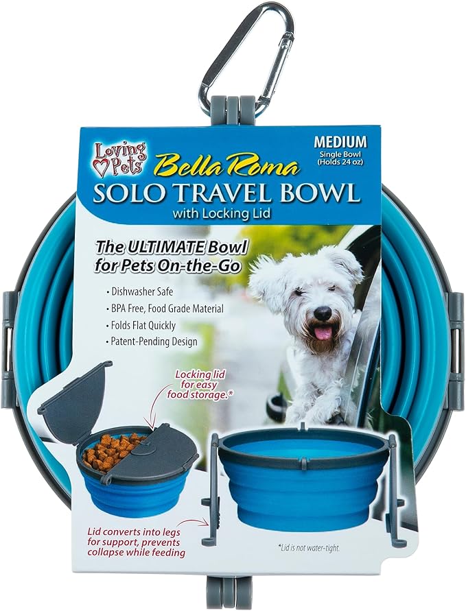 Loving Pets Bella Roma Collapsible Dog Bowls - Silicone Dog Bowls, Foldable Bowl, Puppy Essentials & Hiking Pet Supplies Great for Home & Travel (Pink, Small)