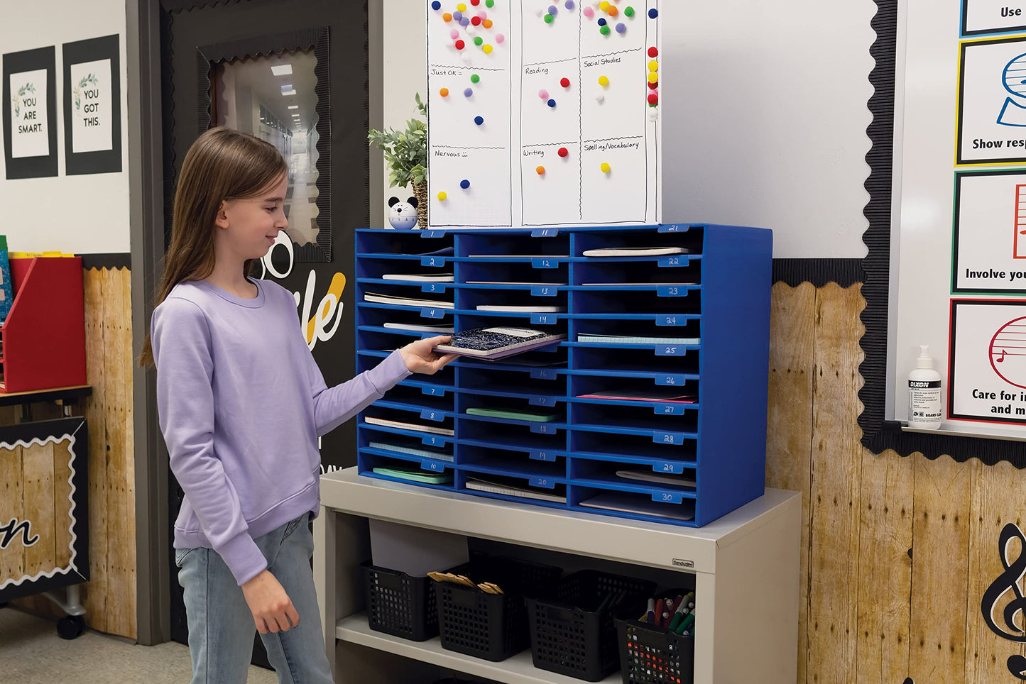 Pacon Classroom Keepers 30-Slot Mailbox, Blue (001318)