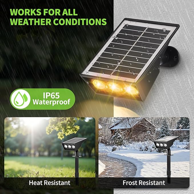 Solar Spot Lights Outdoor, RGB Solar Landscape Spotlights IP65 Waterproof Adjustable Light House Lights Colorful Spot Light for Yard Garden Pathway (2)