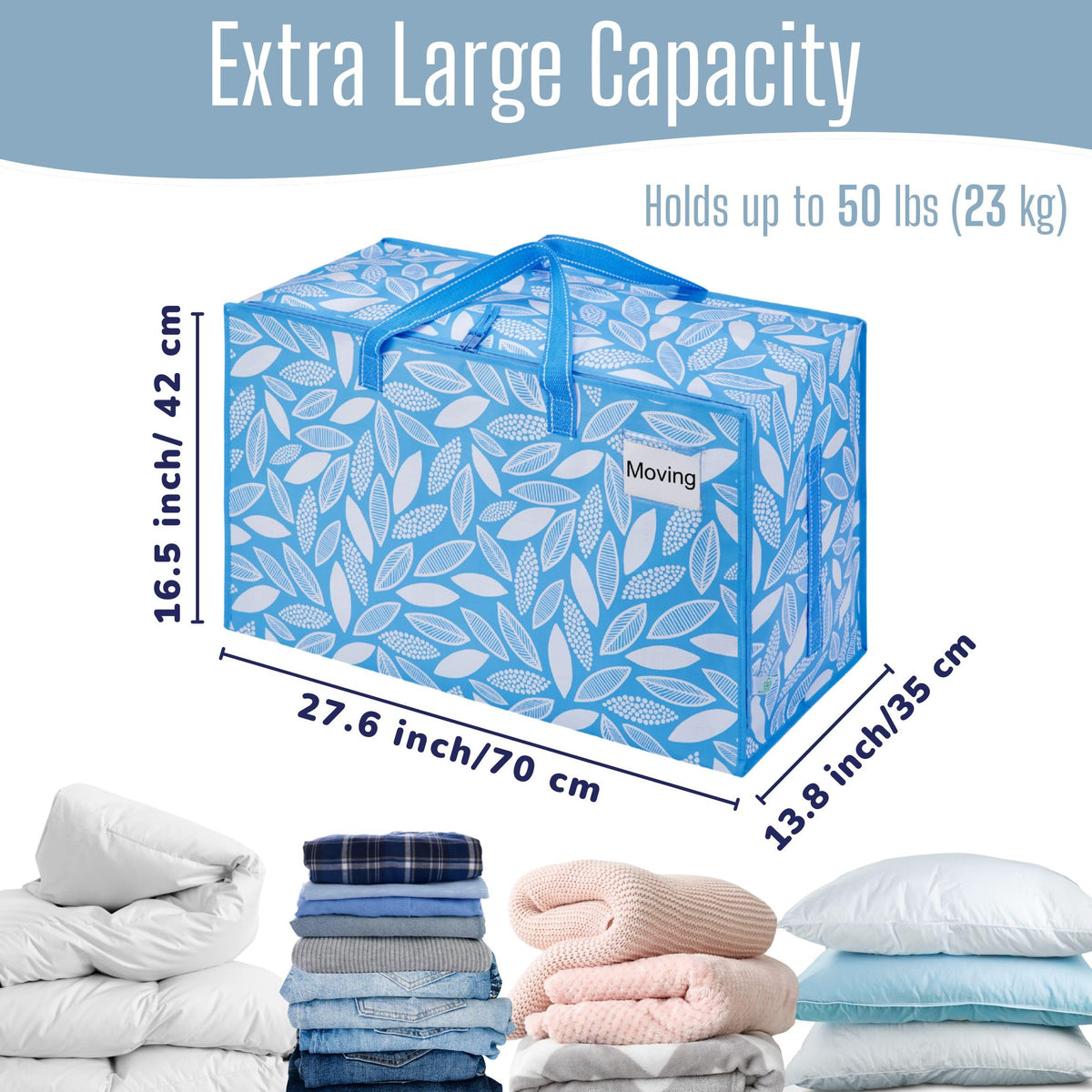 6 Pack Extra Large Heavy Duty Moving Bags with Wide Opening & Reinforced Handles (6 Count)