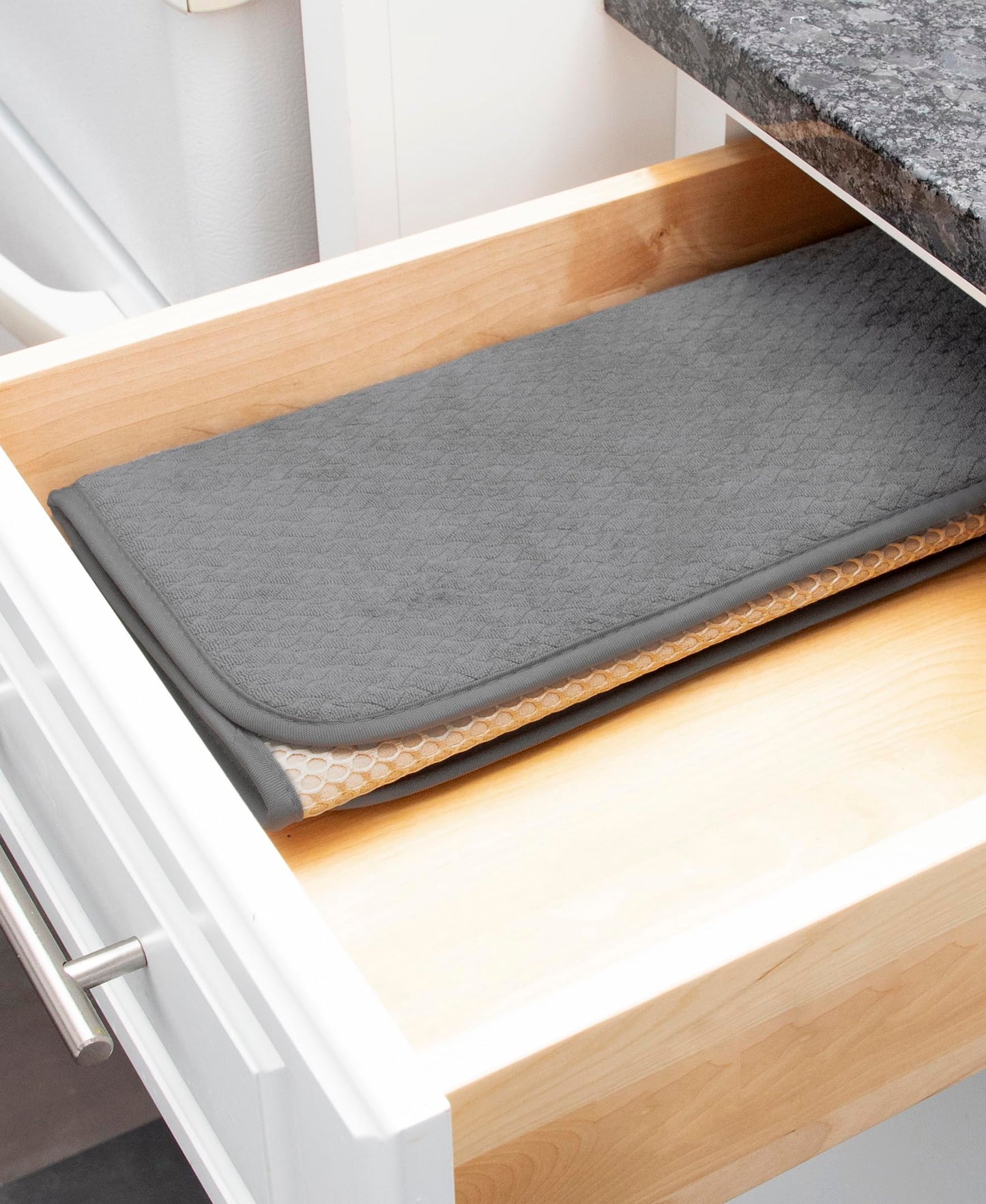 All-Clad Premium Reversible Dish Drying Mat for Kitchen: 16" x 28" Ultra-Absorbent, Long-Lasting, No Condensation, and Oversized for Large Pots and Pans - 1 Pack, Pewter