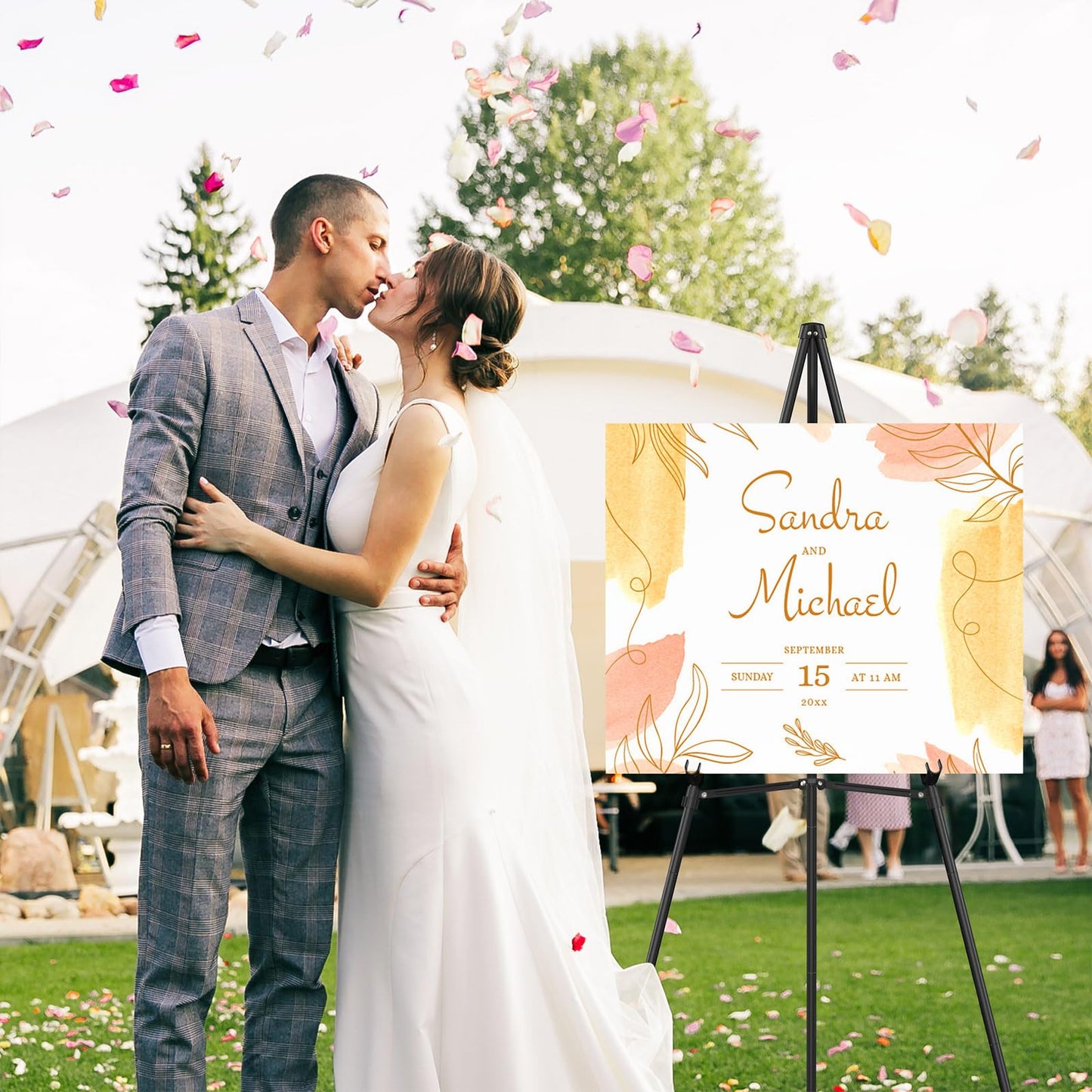 Easel Stand for Sign Portable,66" Art Easel Stand for Painting, Adjustable Metal Easels for Display,Wedding Signs, Posters-Black(2 Pack)