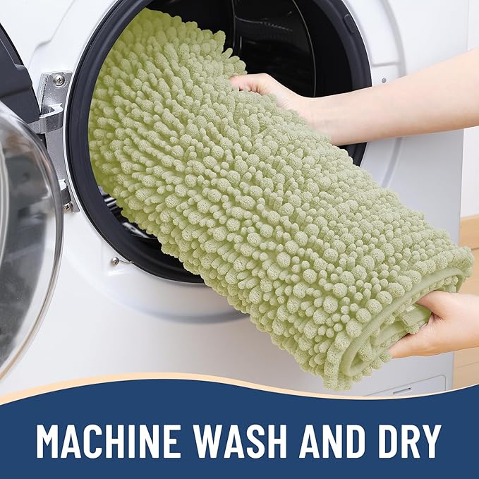 Arotive Luxury Chenille Bathroom Rug Mat, Extra Soft Thick Absorbent Shaggy Bath Rugs, Non-Slip Machine Wash Dry, Plush Bath Mats for Bathroom, Shower and Tub, 30x17, Vanilla