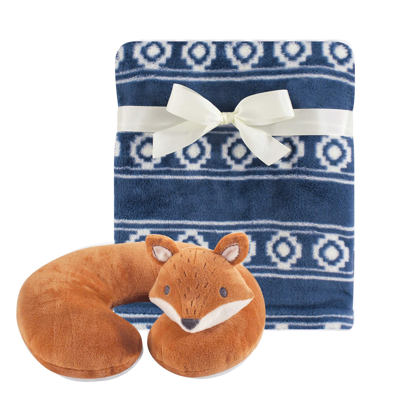 Hudson Baby Unisex Baby Neck Pillow and Plush Blanket Set, Modern Fox, One Size