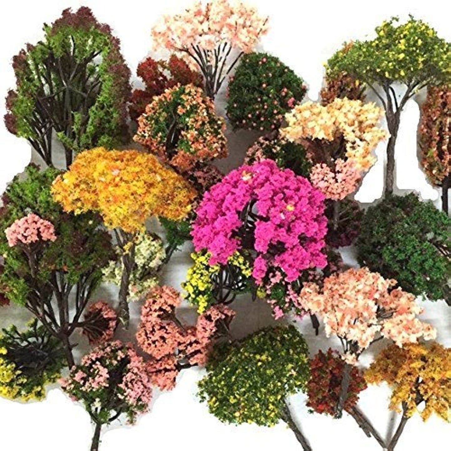 BAENRCY 32pcs 0.79-6.30inch Mixed Model Trees Accessories Model Train Scenery Architecture Trees Model Scenery with No Stands(Colorful)
