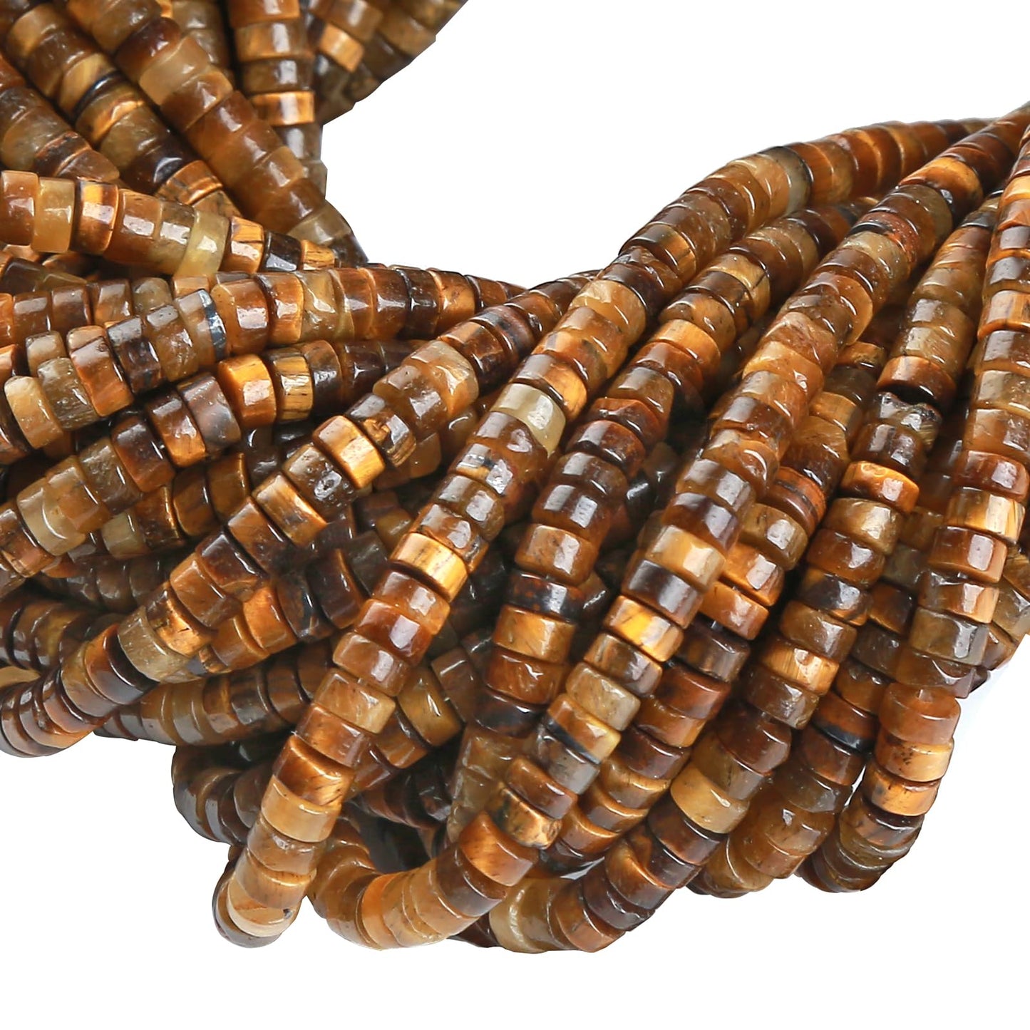 150pcs 2x4mm Natural Yellow Tiger Eye Stone Tube Shape Beads Loose Flat Round Cylinder Flat Spacer Stone Beads for Bracelet Earrings Jewelry Making