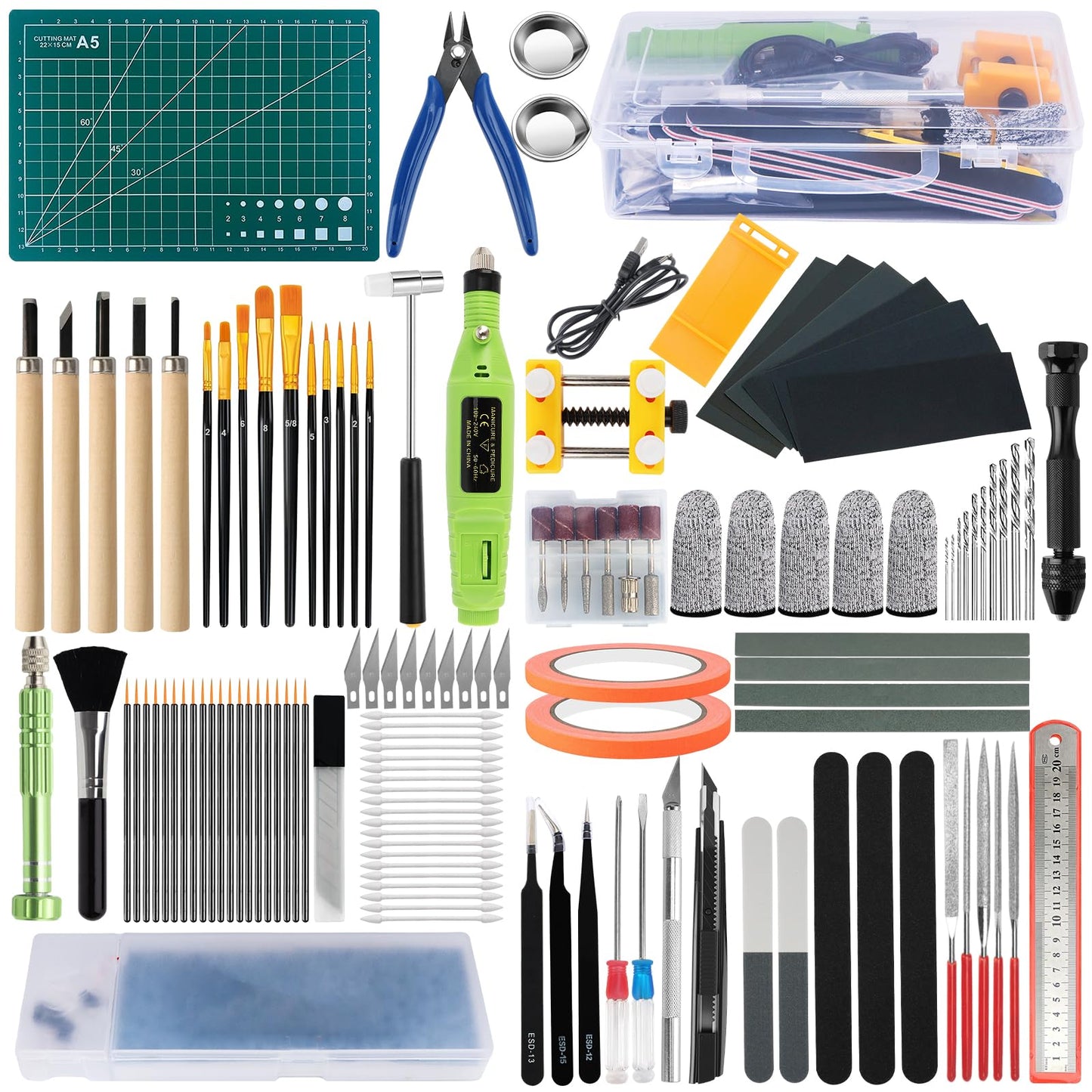 Gundam Tool Kit, 170 Pcs Professional Model Tool Kit for Gundam, Model Kit Tools with Decals Sticker Operated Box, Gunpla Tool Kits for Adults, Model Building Tools Hobby Tools for Repairing Painting