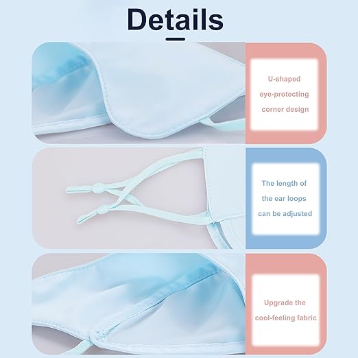 Medi-sky Sun Protection Masks for Adults, Washable Ice Silky Cloth Breathable Face Mask Elastic with Adjustable Ear Straps 2 Pack Light Blue