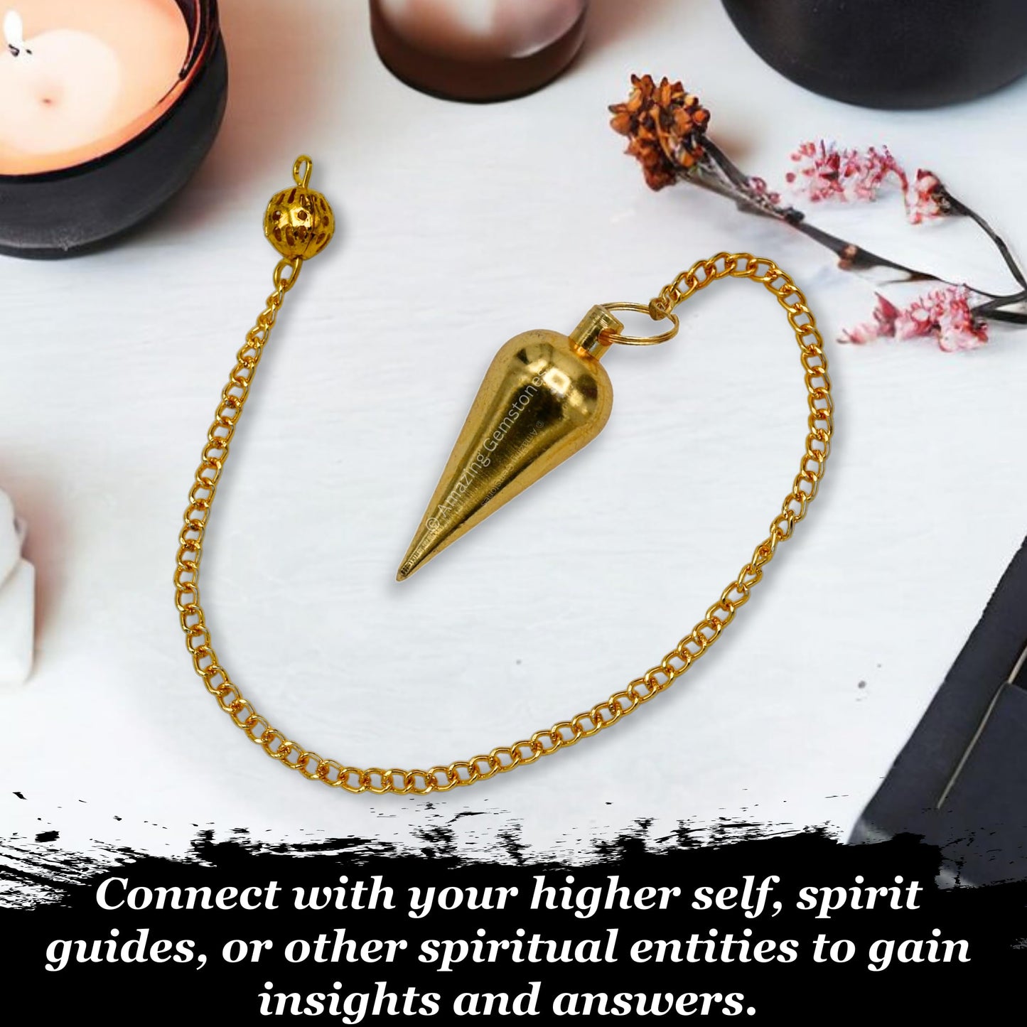 Amazing Gemstone Healing Metal Pendulums for Divination, Gold Dome Cone Steel Copper Pendulum High Energy Pendulo de Bronce Pendulos de Mesa MP6
