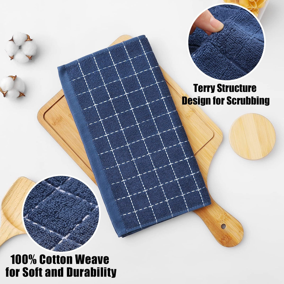 100% Cotton Terry Kitchen Dish Cloths (24 Count)