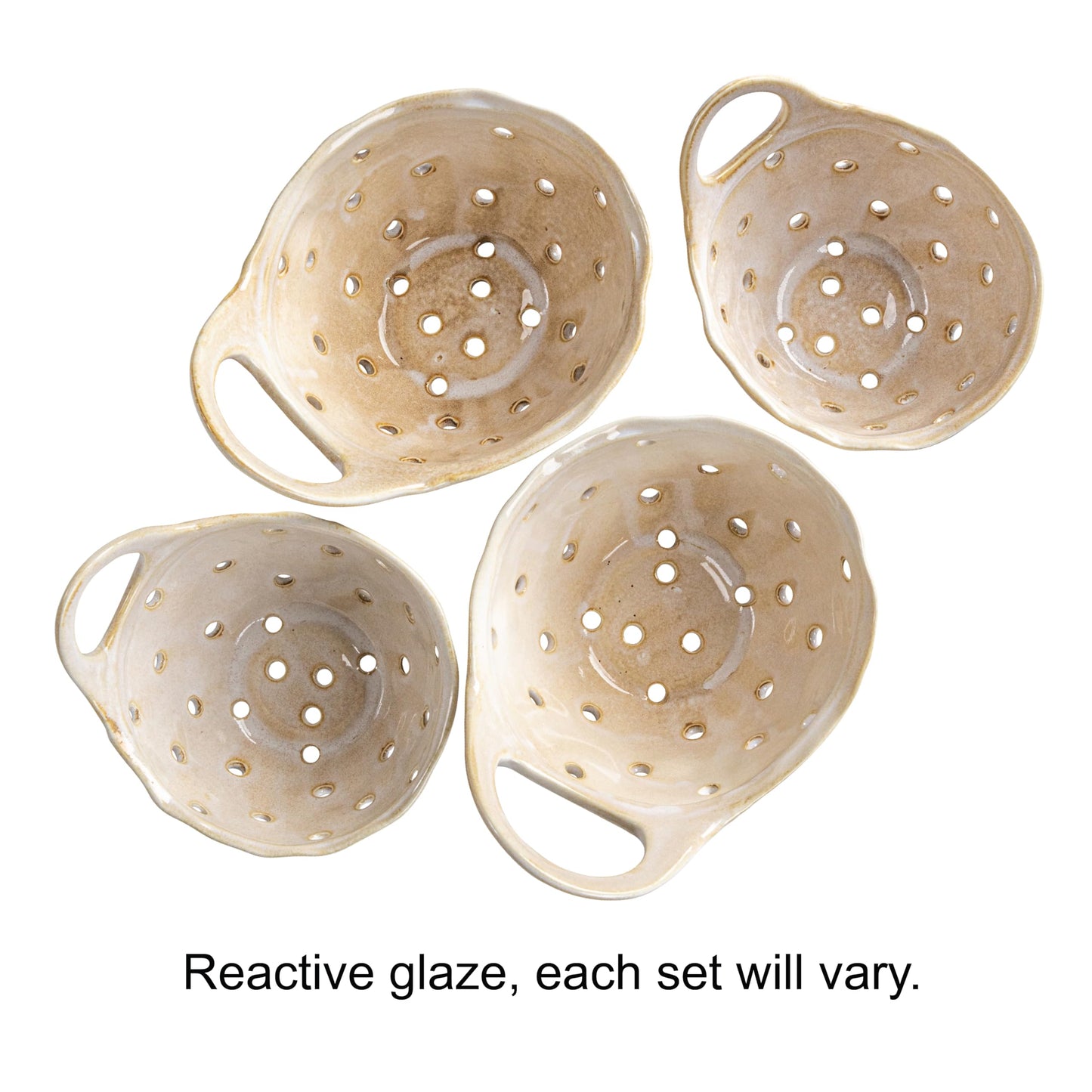 Creative Co-Op Set of 2 Cream Stoneware Colanders