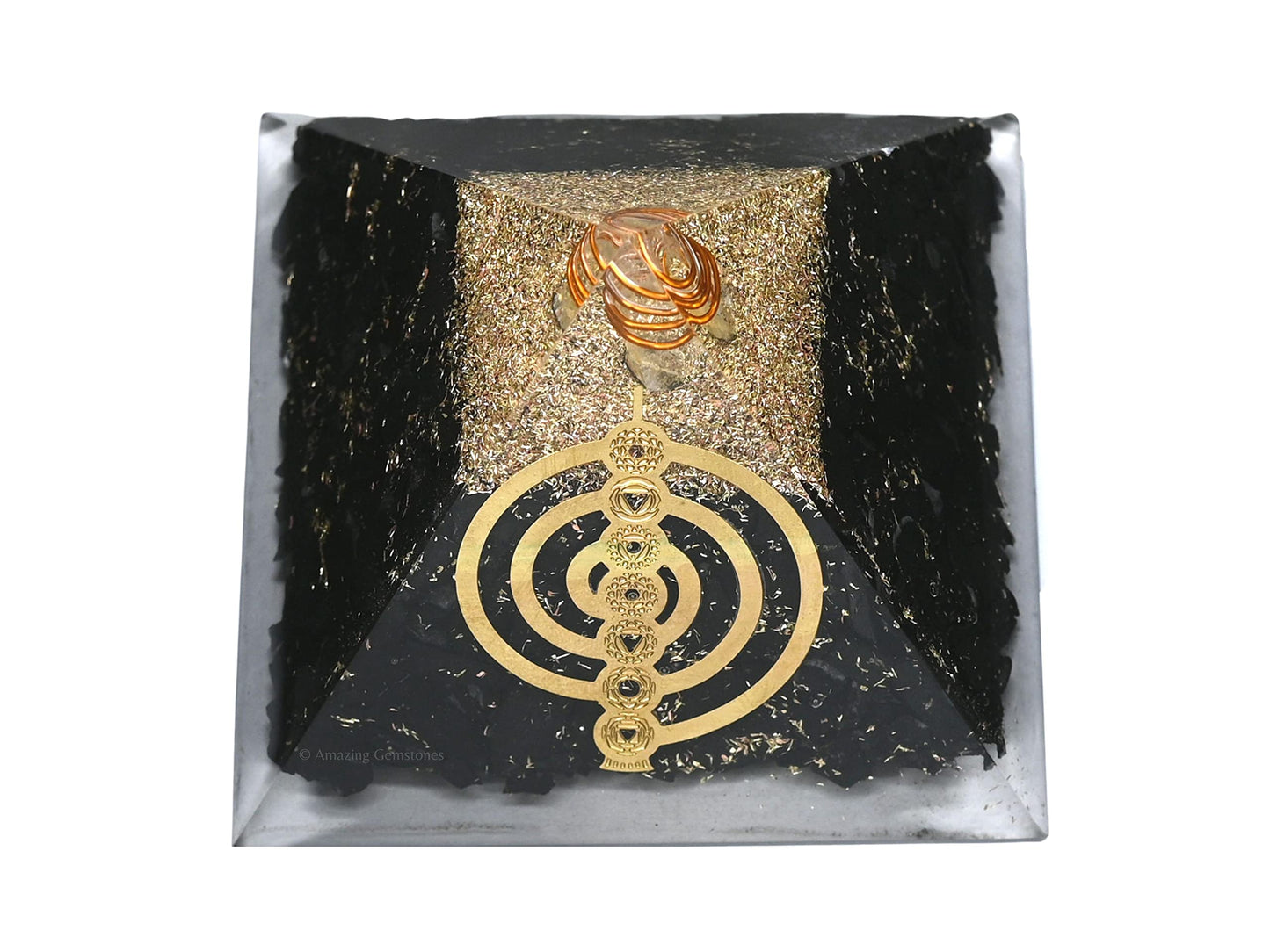 Amazing Gemstone Large Black Tourmaline Chakra Reiki Orgonite Pyramid | Organ Pyramids Positive Energy Healing