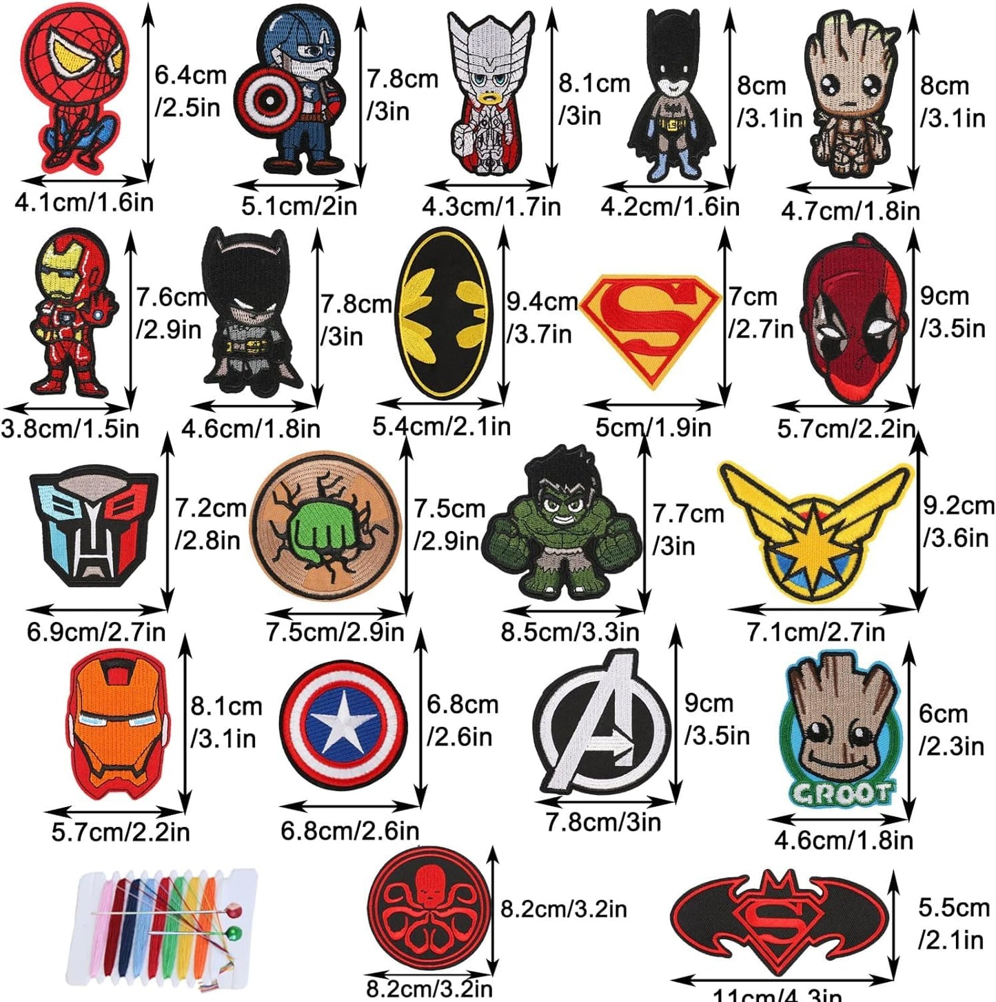 20PC Iron on Patches for Clothes,Embroidered Applique Patches Sewing on Iron on Patches for Jeans Jackets Hats Shoes Backpacks