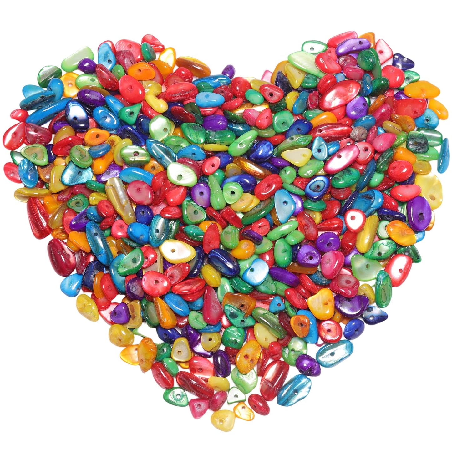 400pcs Natural Chip Shell Beads for Jewelry Making Colorful Shell 5-8mm Irregular Gemstones Healing Crystal Loose Rocks Bead Hole Drilled for Ring Earrings Necklace Bracelet Making DIY Art Crafts