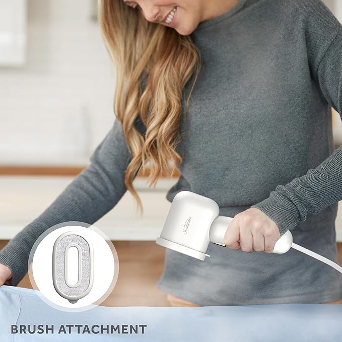 Sunbeam MiniPower 1000W Portable Garment Steamer – Nonstick Steam Plate, 125mL Tank, 8 Minutes Continuous Steam, Horizontal & Vertical Steam, 30-Second Heat-Up, 3-Year Limited Warranty