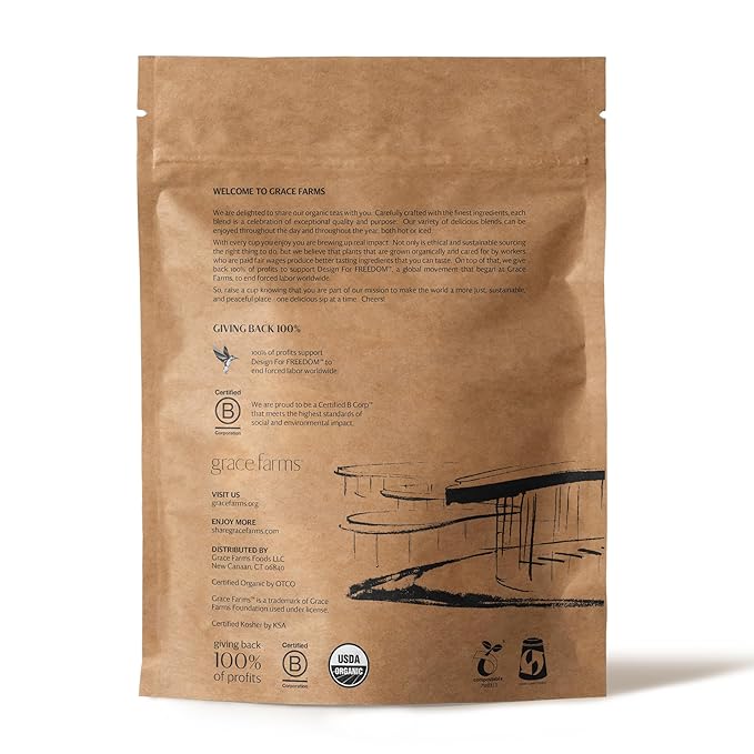 Grace Farms Organic JASMINE Green Tea (50 Pyramid Sachets) | Fragrant and Sweet | Fairtrade and Kosher Certified | Best Green Tea | Gives Back 100% of Profits
