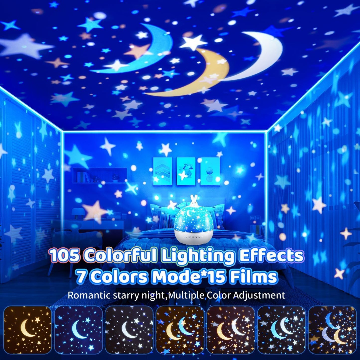 One Fire Dinosaur Night Light Projector, with 15 Films & Bluetooth Music and Remote-Controlled Dino Night Light, Rechargeable Star Projector for Kids, Dino Decor Dinosaur Gifts for Boys.