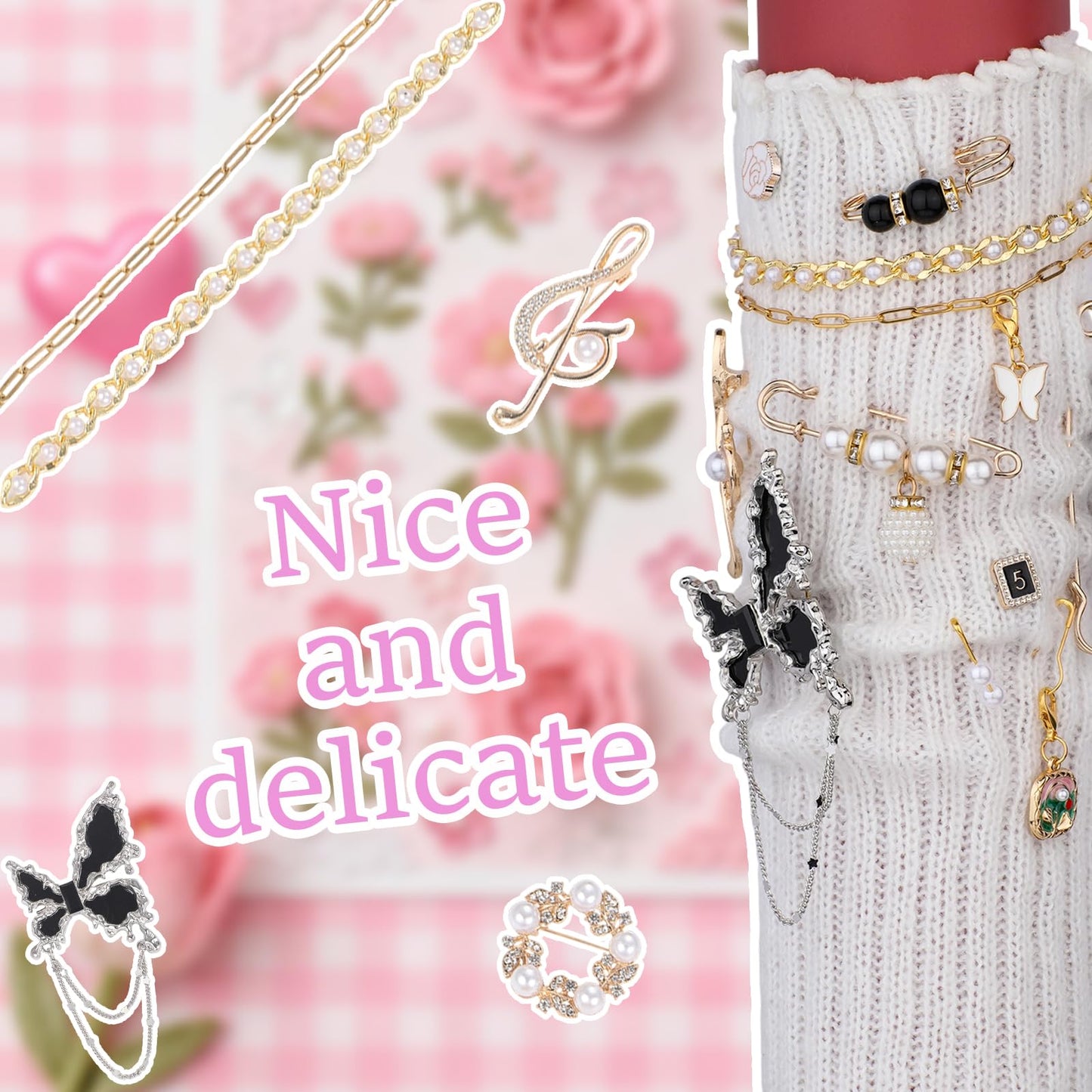 NITOPUPU 107 Pcs Socks Charms Kit With Pearl Charm Brooches And Pins For Socks And Sneakers Personalized DIY