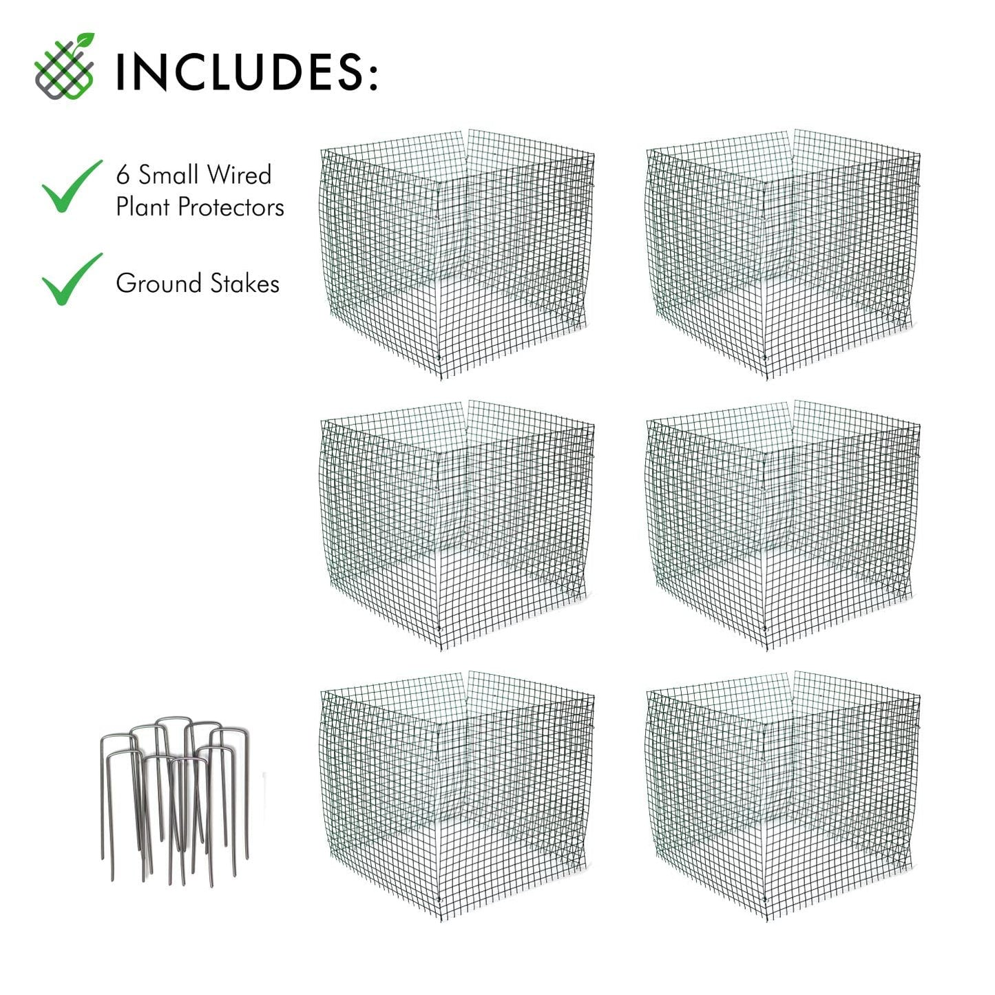 6 New Small Wire Plant Protectors, 12" Square, 12" high (Vinyl Coated Rust Resistant Wire)