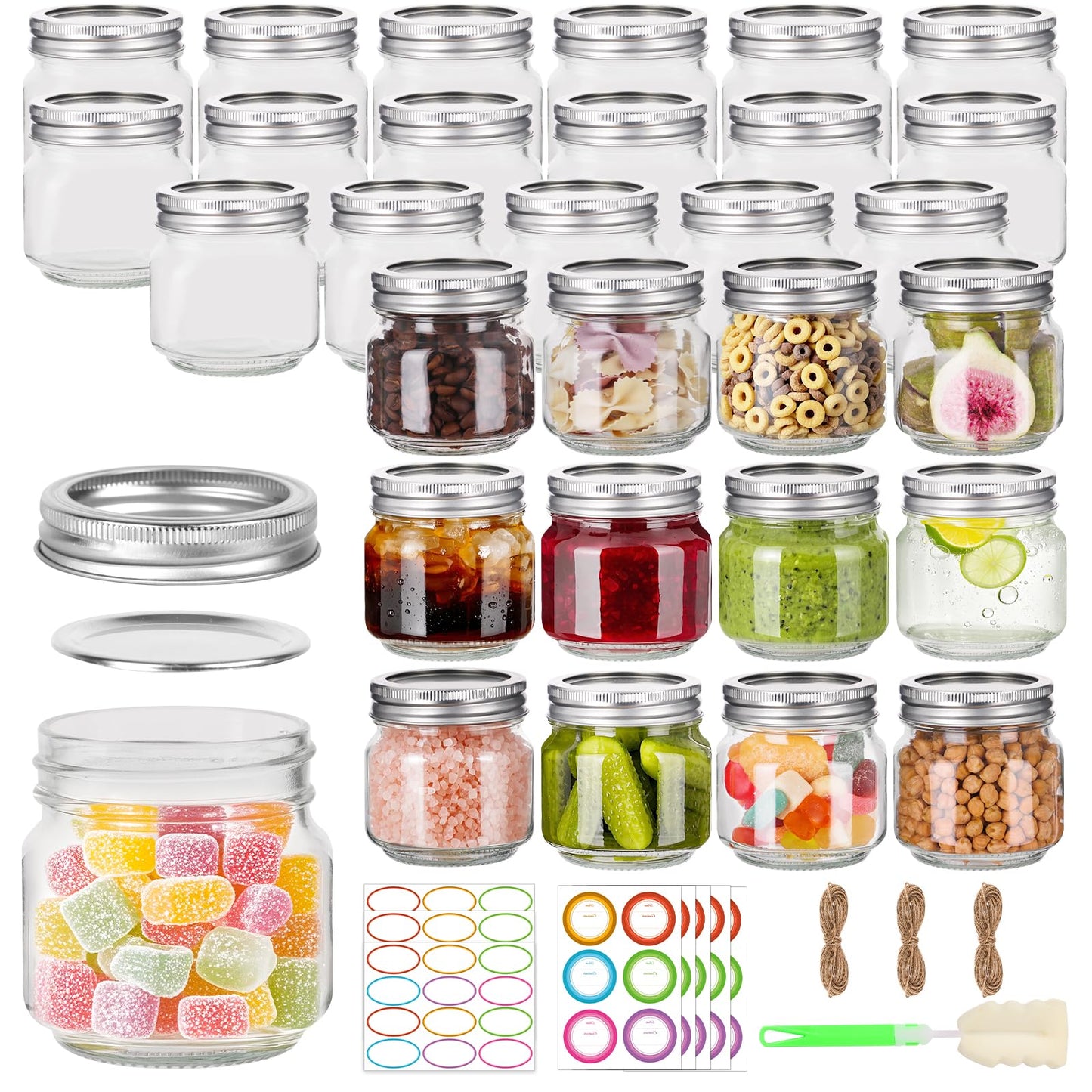 CAKKVDE 30 Pack 8 oz Mason Jars with Airtight Lids Regular Mouth 8 oz Glass Mason Jars for Crafts, Meal Prep, Canning Jars for Food Storage, Fruit Storage, Craft Jars, Candle Jars