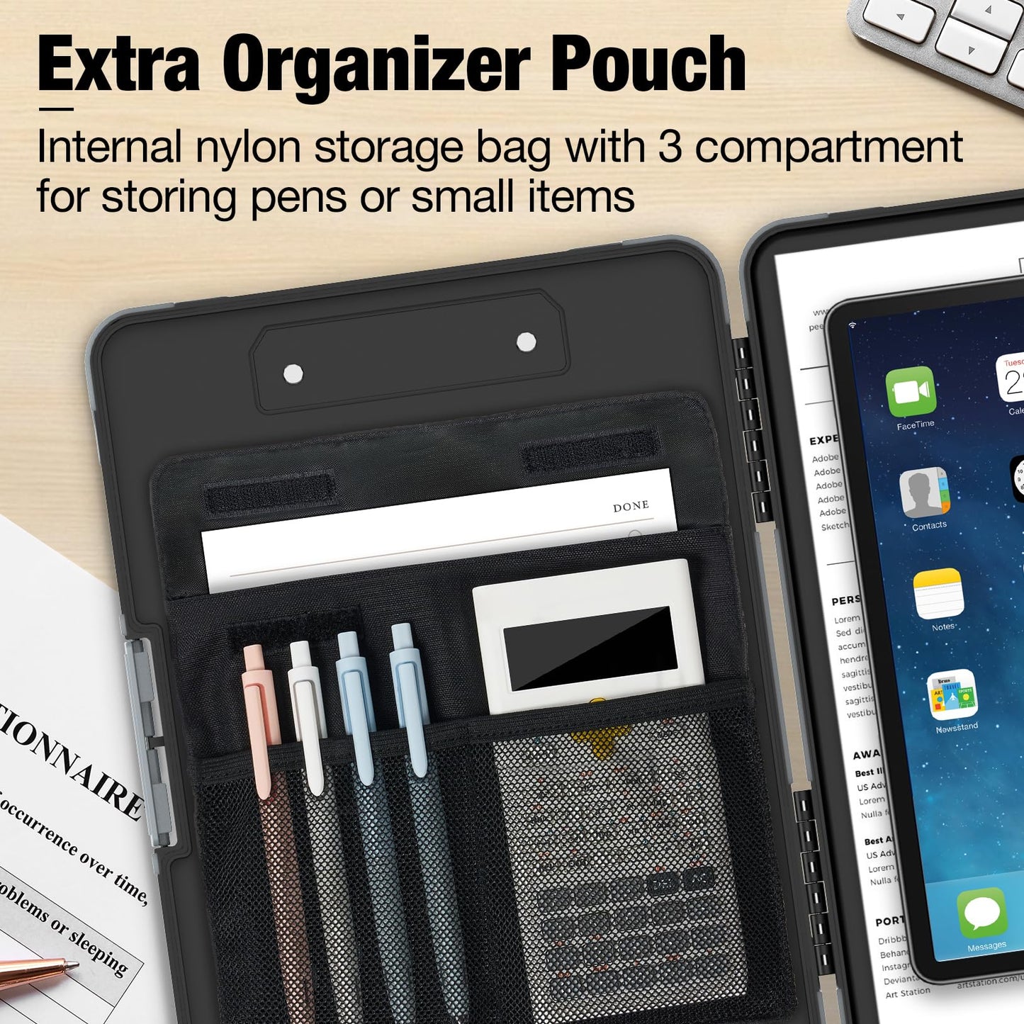 Sooez Toughest Clipboard with Storage, Internal Pen Pouch Included, Letter/ A4 Size, Shockproof Heavy Duty Plastic Clip Boards 8.5x11”, High Capacity Clipboards Box Case for Contractor Trucker Driver