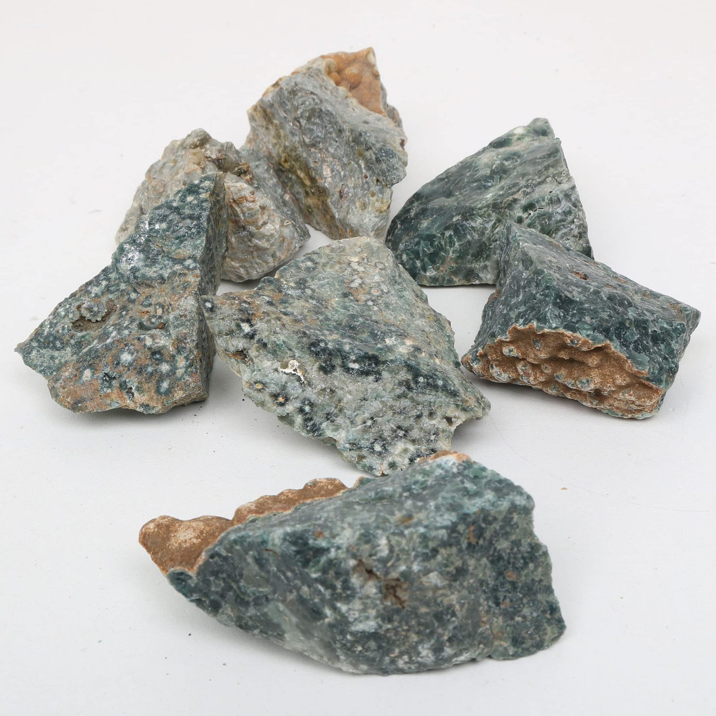 REAL-GEMS Natural Raw Healing Crystals Rough Stones for Tumbling, Cabbing, Polishing, Wire Wrapping, Wicca & Reiki Crystal Healing, Mix Gemstones,7 Chakra (Green Parenite)