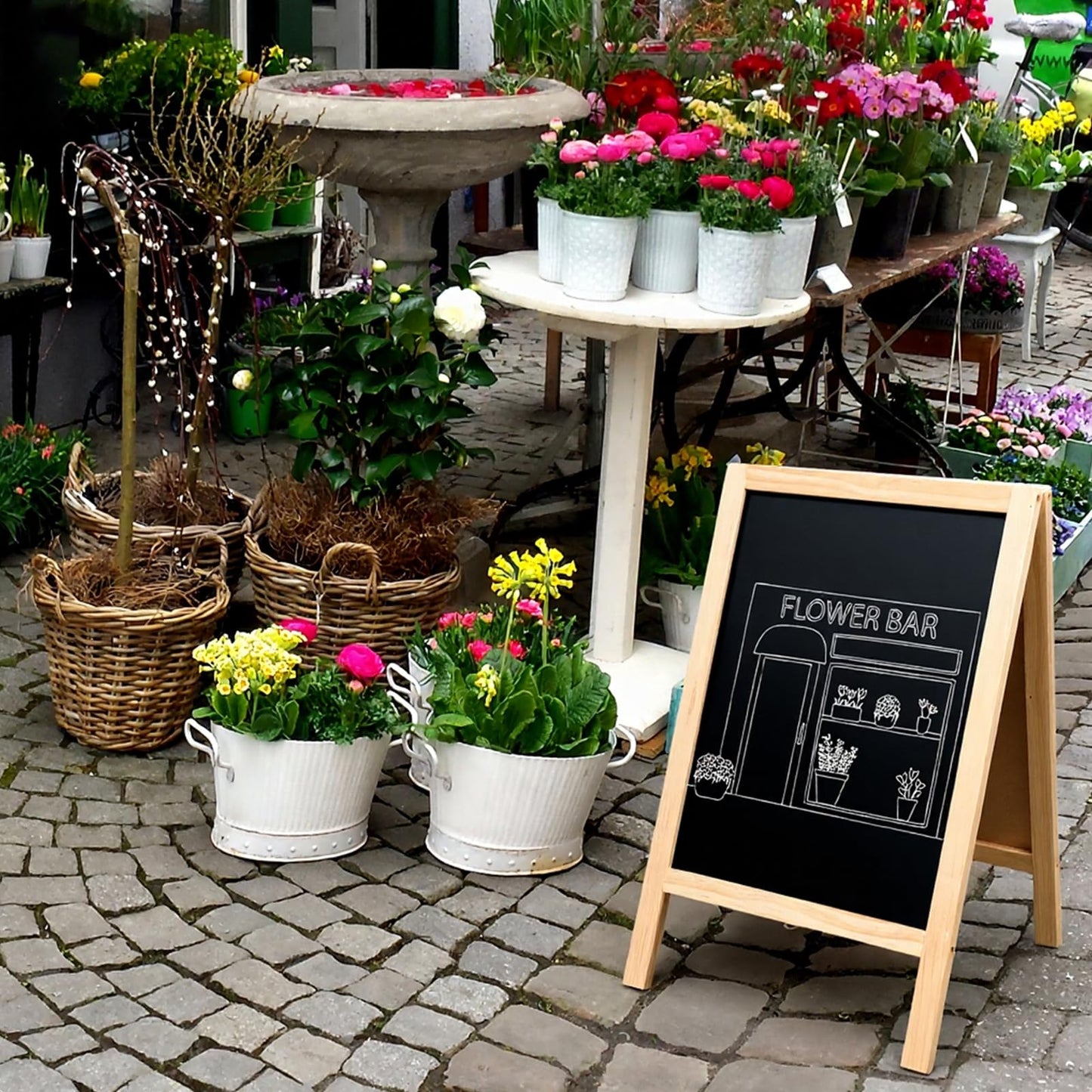 2 Pcs 15.7 x 9.8 Inch Small Chalkboard Signs Chalkboard Easel Tabletop Menu Wooden A Frame Sandwich Board Double Sided with 2 Erasers for Bar Wedding Parties Display Home Decor Sidewalk (Wooden)