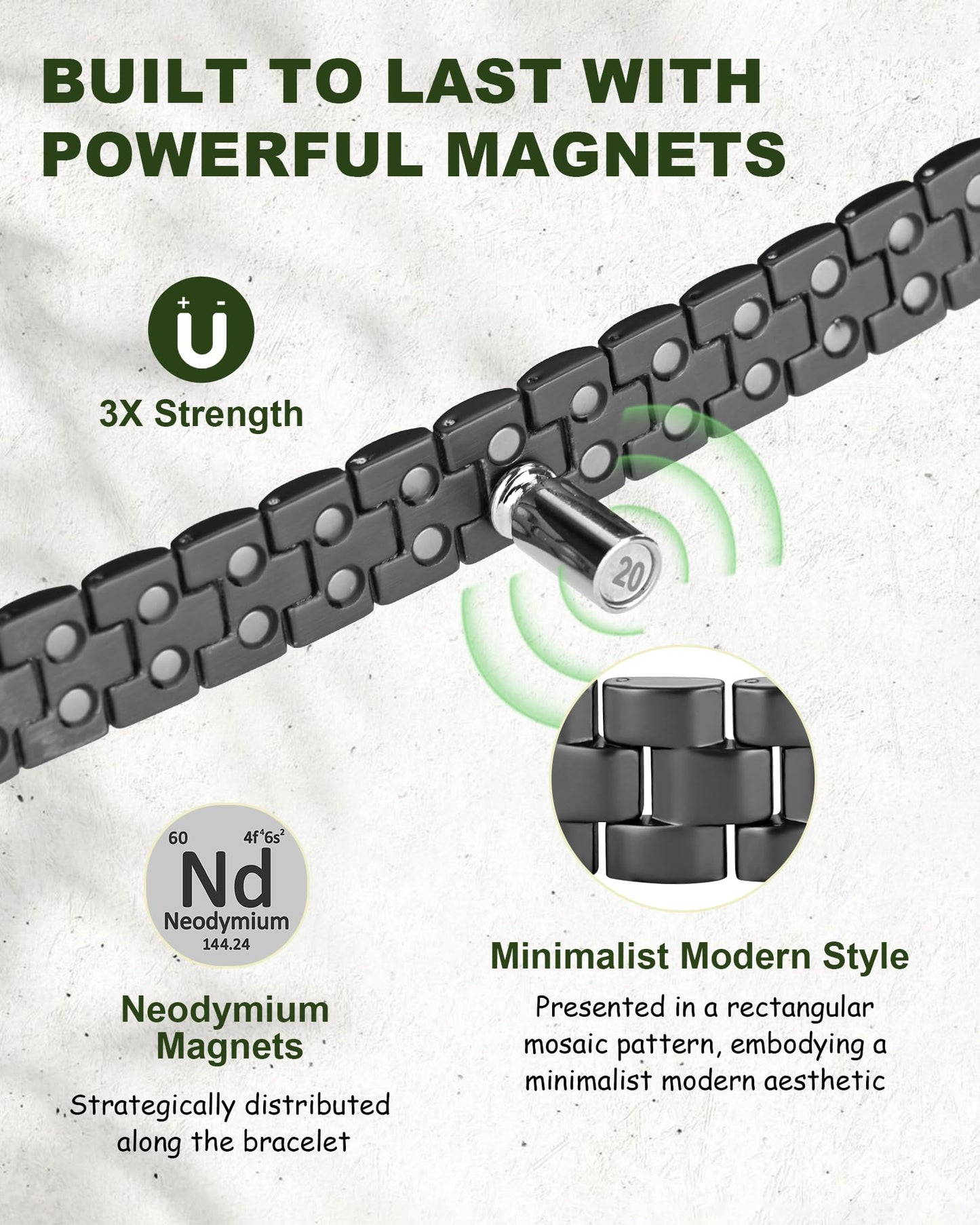 MagEnergy Mens Copper Magnetic Bracelets, 99.9% Pure Copper Bracelet with Double-Row Strength Magnets, Adjustable Jewelry with Sizing Tool