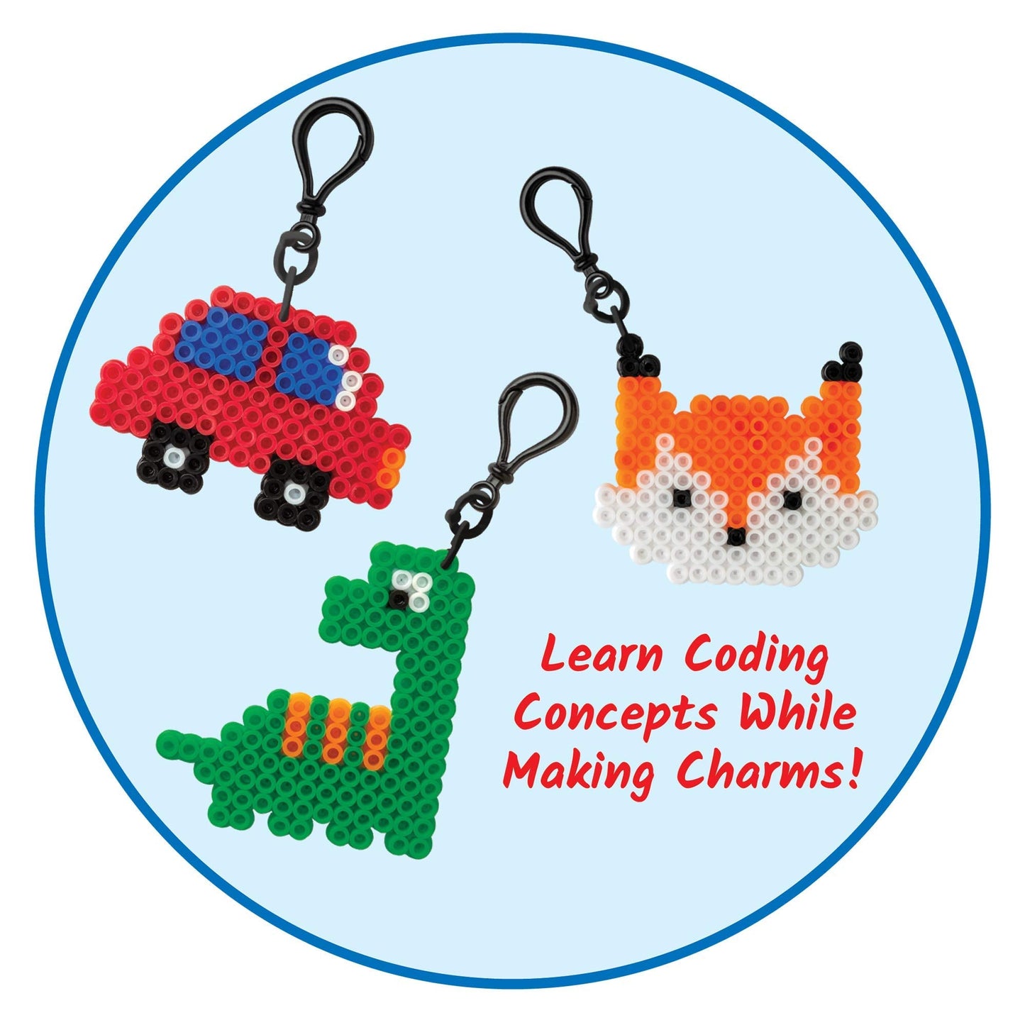 hand2mind Coding Charms, Coding for Kids 8-12, Fuse Bead Iron Craft Kit, Make Your Own Keychain, Coding Kits for Students, Computer Programming for Kids, STEM Activities, Educational Science Kits