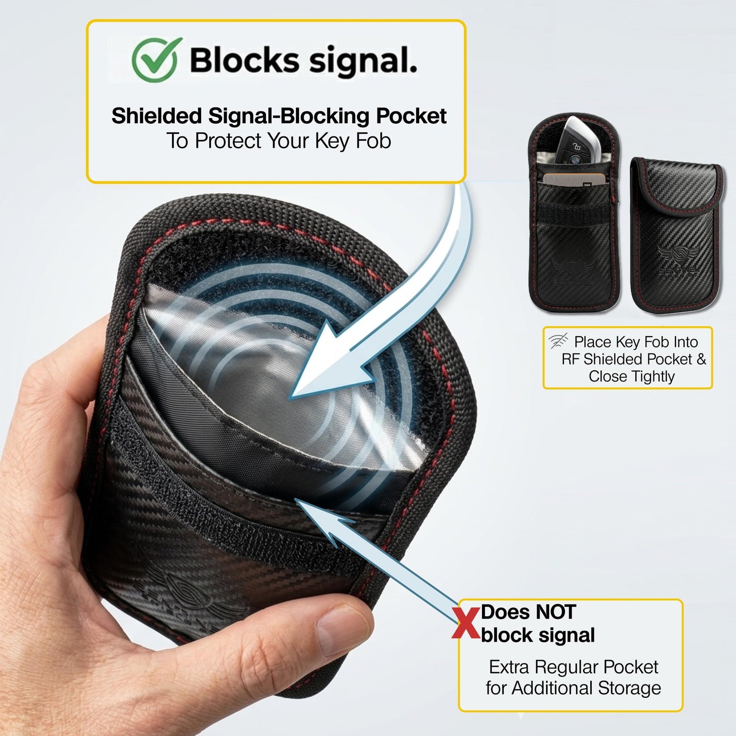 Premium Faraday Box with 2 Faraday Pouches for Car Keys - RFID Signal Blocking Box, Keyless Entry Key Fob Protector, Anti-Theft Signal Blocker for Car Security with PU Leather Design [Large Capacity]