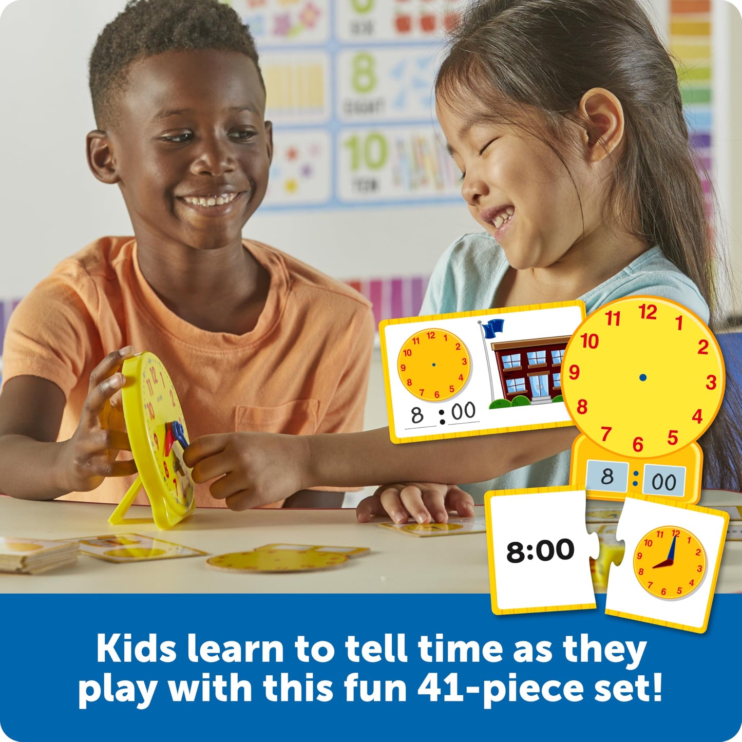 Learning Resources Time Activity Set – Teaching Clocks for Kids, Teacher Classroom Must Haves, Elementary School & Montessori Activities, Math Manipulatives, Time Flash Cards, Gifts for Boys and Girls