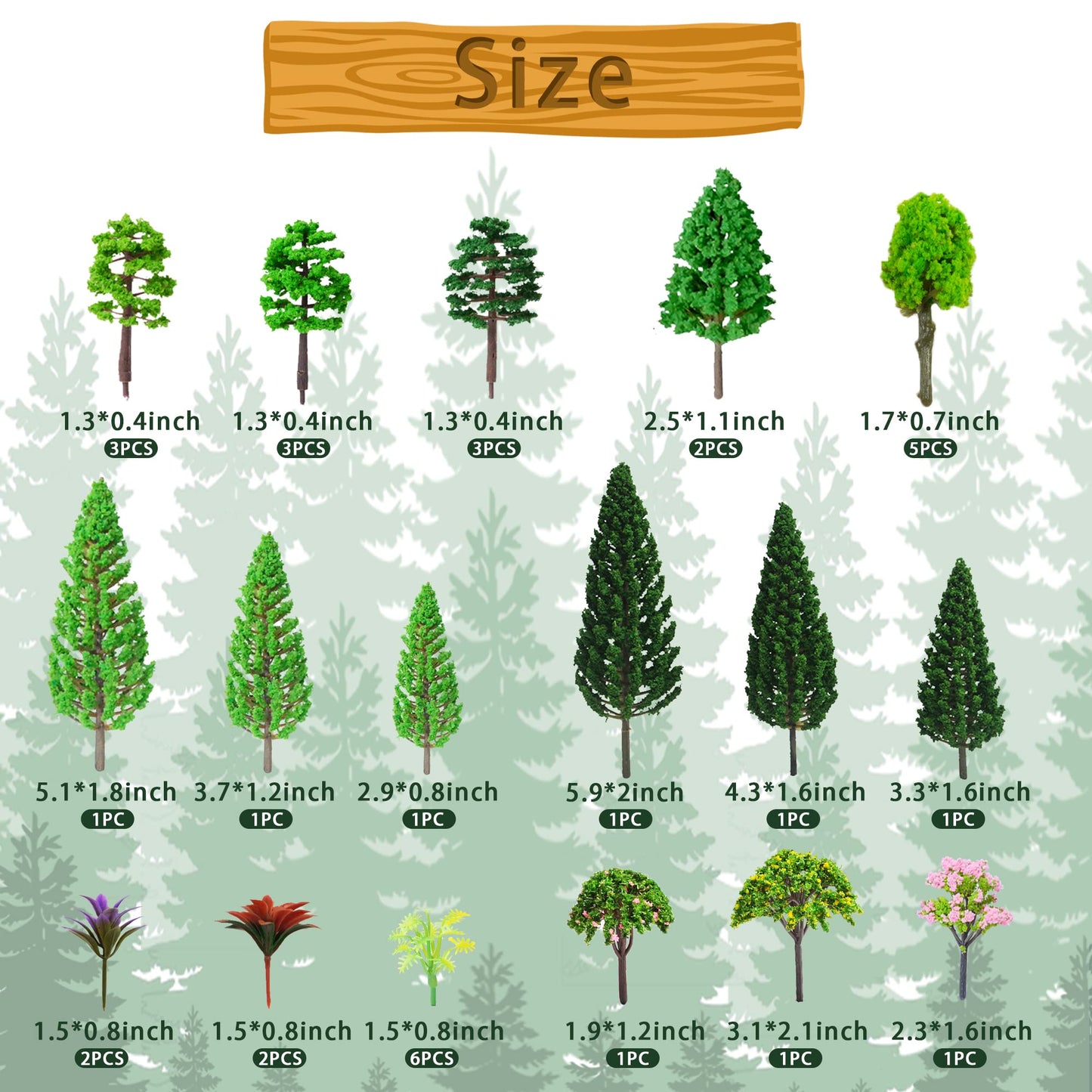 40 PCS Woodland Animals Figures Model Trees 5 Pcs Animal and 35 Pcs Mixed Plastic Trees Forest for Woodland Cake Toppers Decorations Birthday