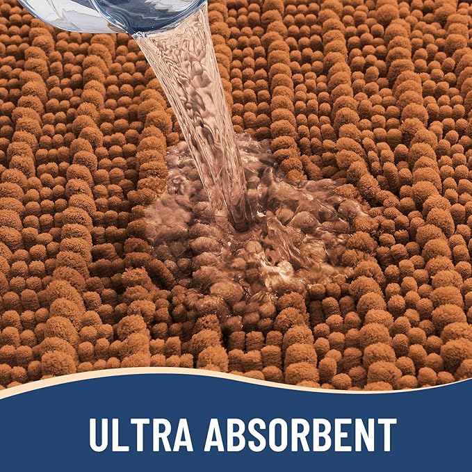 Arotive Luxury Chenille Bathroom Rug Mat, Extra Soft Thick Absorbent Shaggy Bath Rugs, Non-Slip Machine Wash Dry, Plush Bath Mats for Bathroom, Shower and Tub, 36x24, Clay