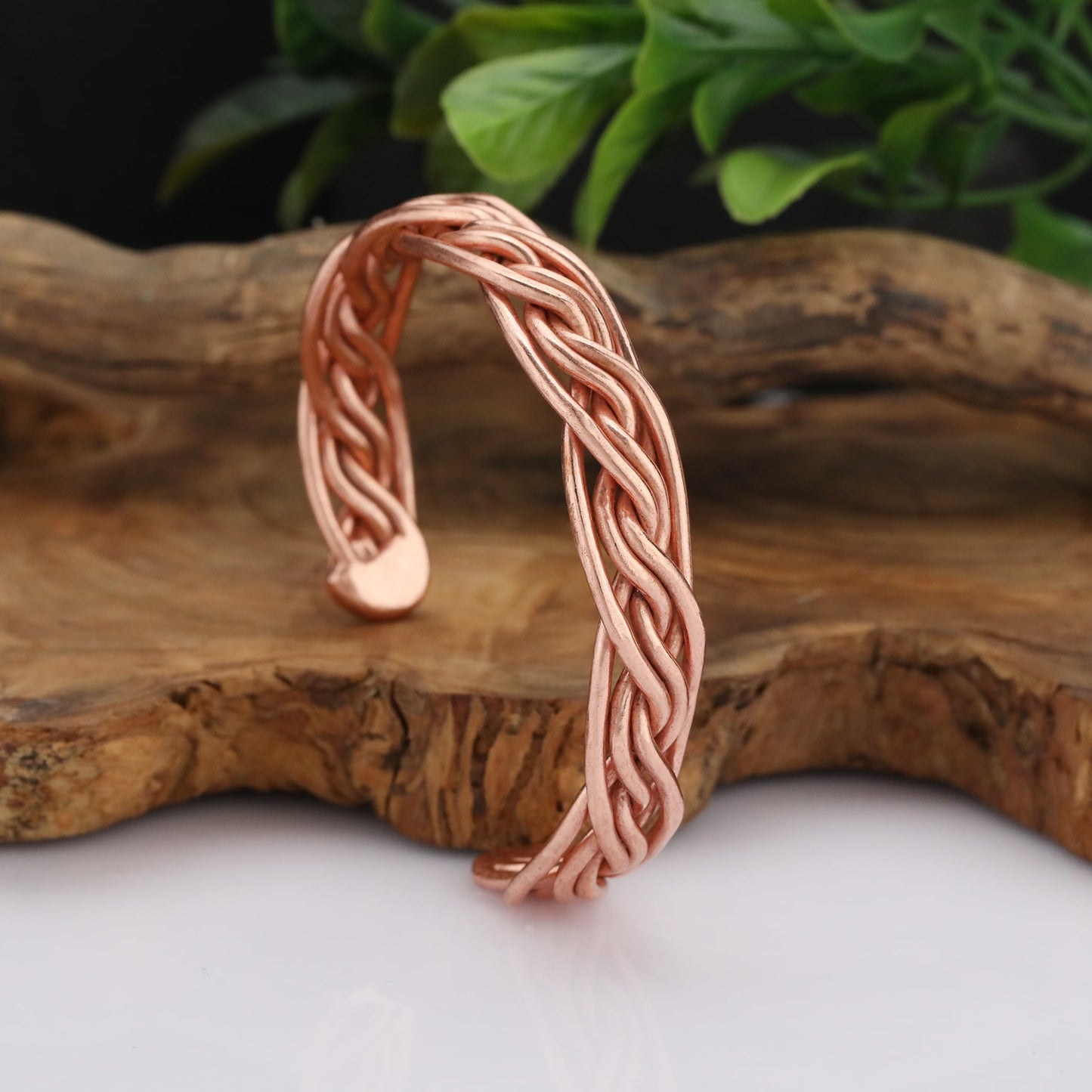 tunarts Handmade Elegant Copper Bracelet for Women and Men-Pure Copper Bracelet for Pain Relief-Adjustable,Thickest,Twisted Copper Wire Bracelet (red intricate-small)