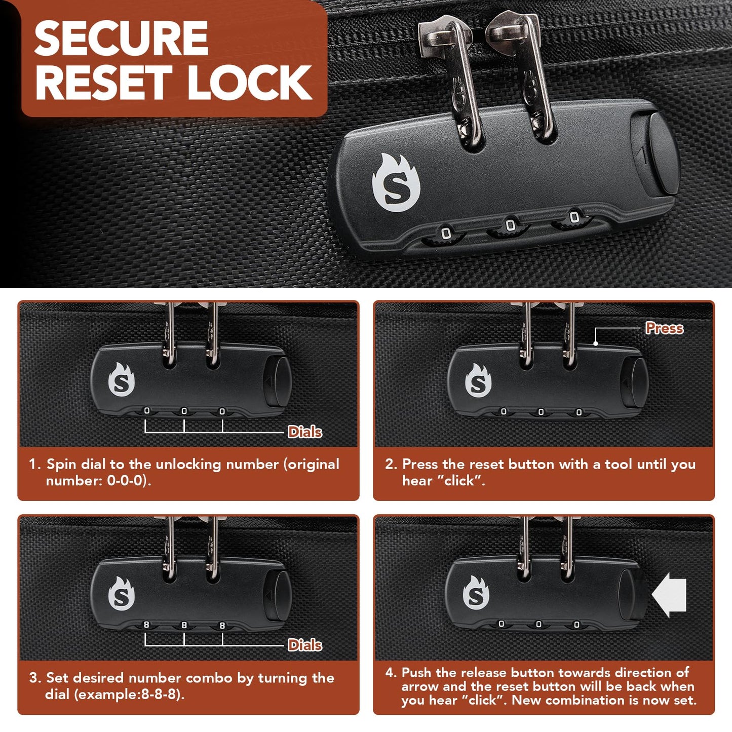 Smell Proof Bag with Combination Lock, Container Box Odor Proof Safe Travel Storage Case Odorless Organizer Gift for Friend, Black