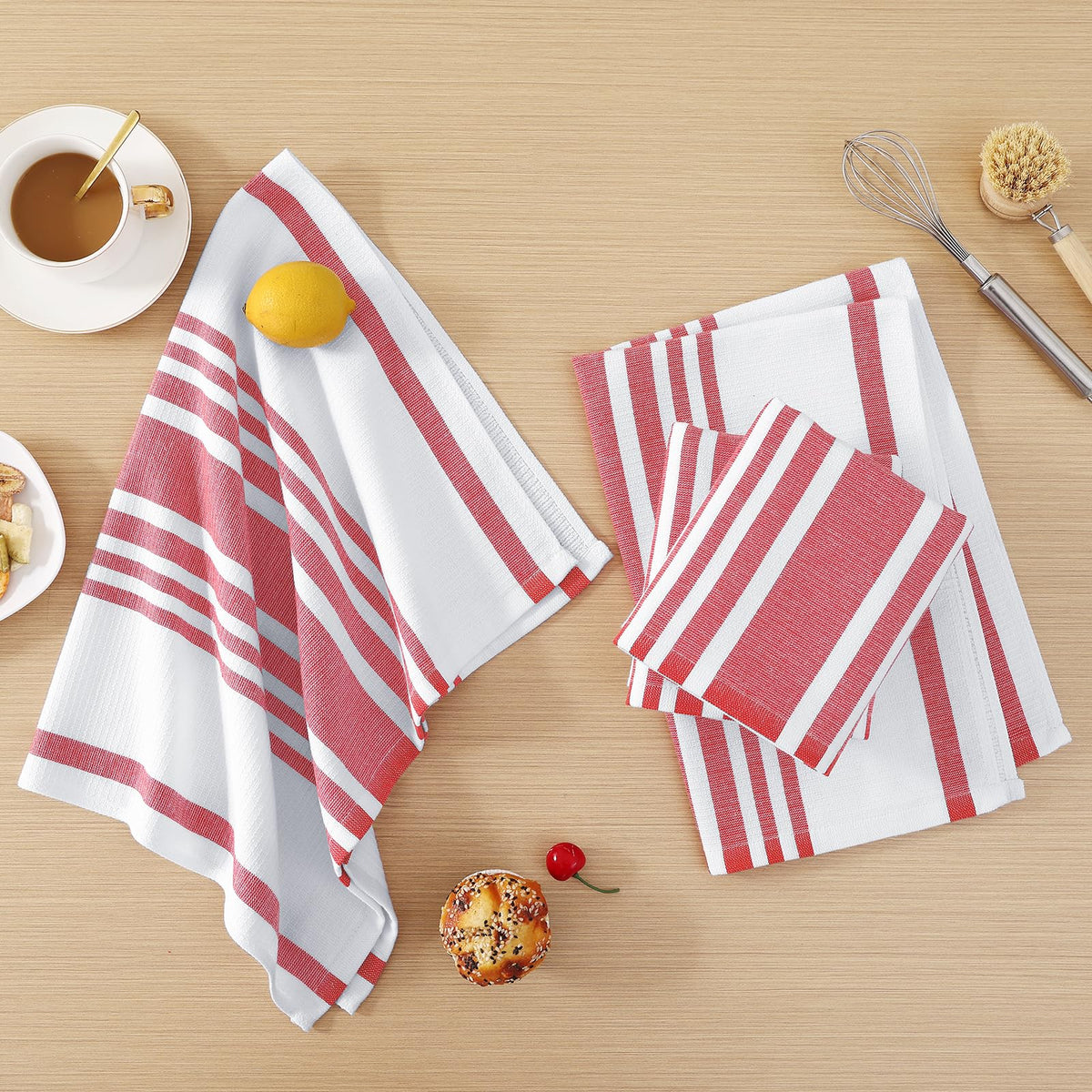 Premium Cotton Stripe Kitchen Towels 8 Pack (8 Count)