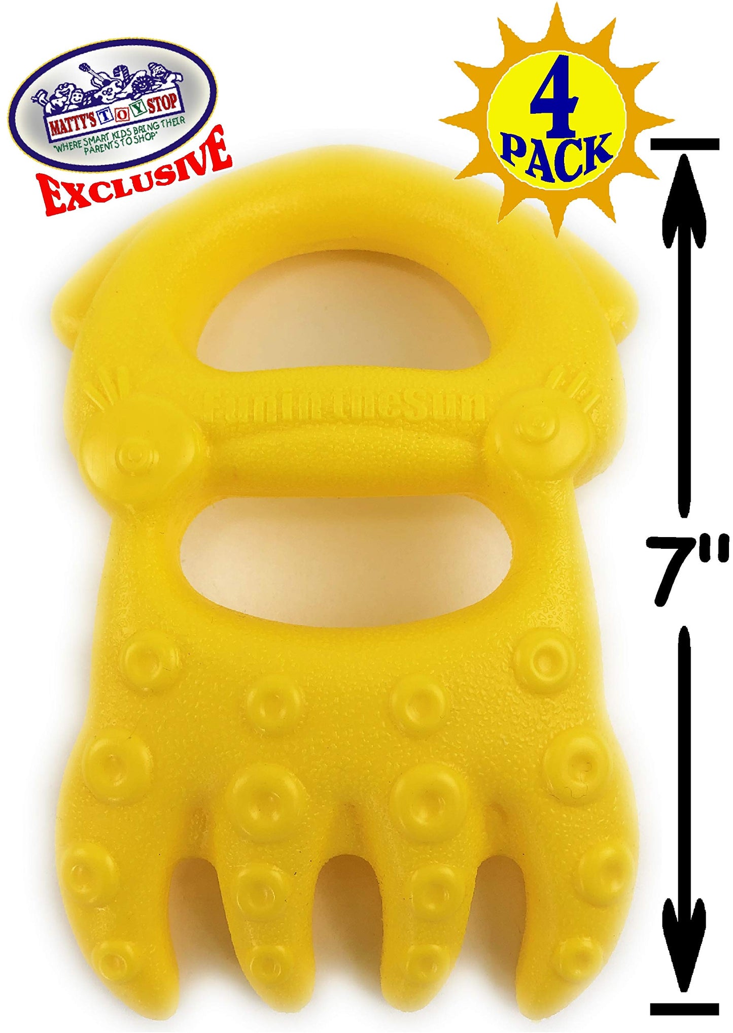 Matty's Toy Stop 7" Plastic Sand Digger Scoop Claws for Sand & Beach (Red, Yellow, Orange & Green) Complete Gift Set Bundle - 4 Pack