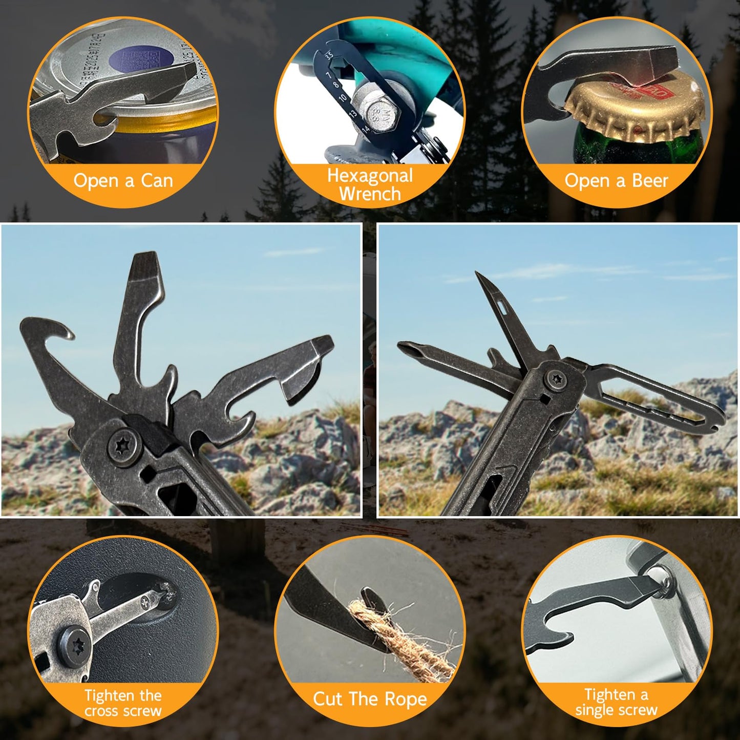34-in-1 Multitool Pliers with Scissors,Bottle Opener, Allen Wrench,Rope Cutters,File, Saw, Screwdrivers,Stainless Steel Multi Tool with Carrying Pouch Ideal for Camping Survival & Gift for Dad Him Men