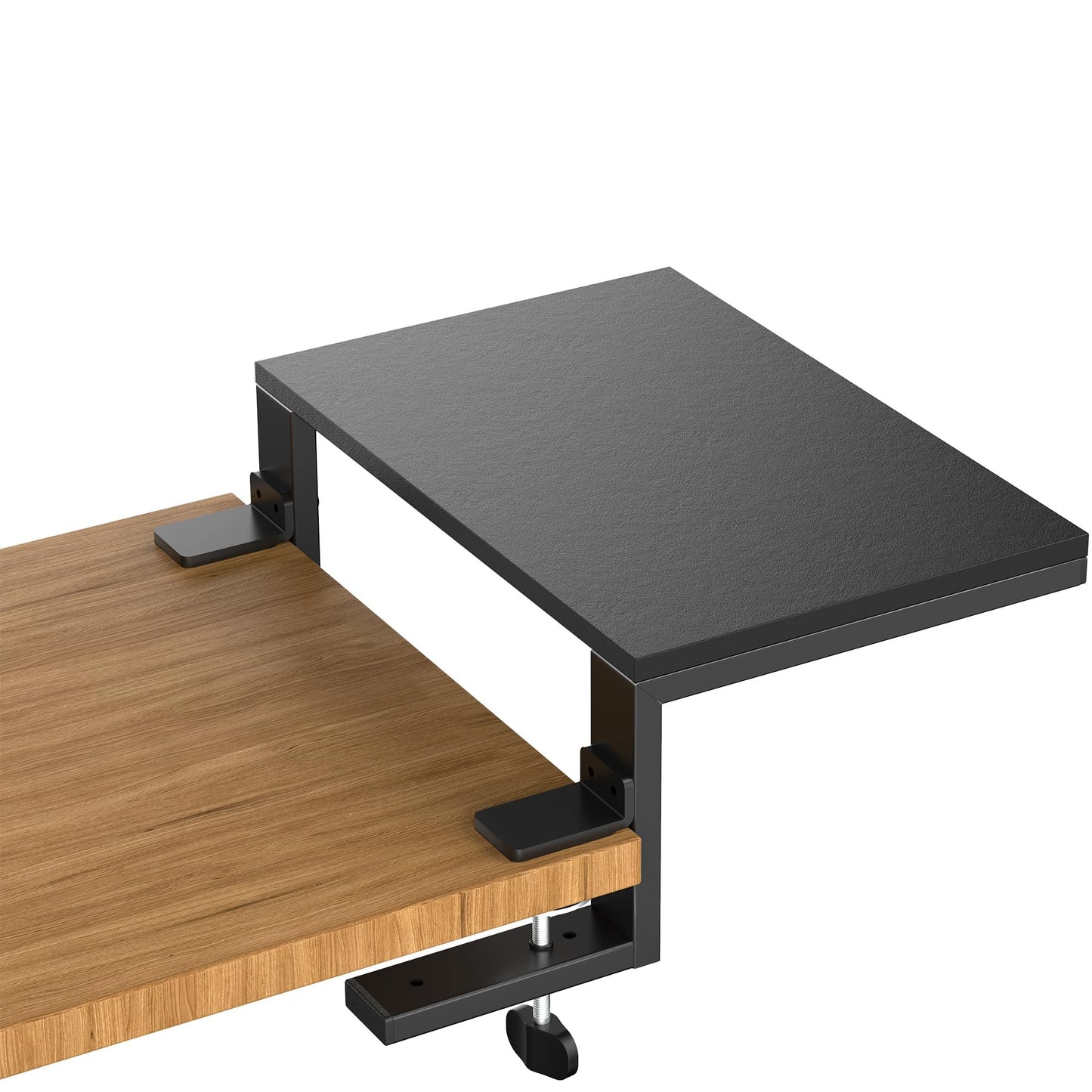 ARES WING Clamp-On Desk Extender & Monitor Shelf – 15" x 9.8" Space Booster, Freestanding or Clamp Mount, Holds 44 lbs, No Drill Desktop Organizer for Office/Gaming, Black