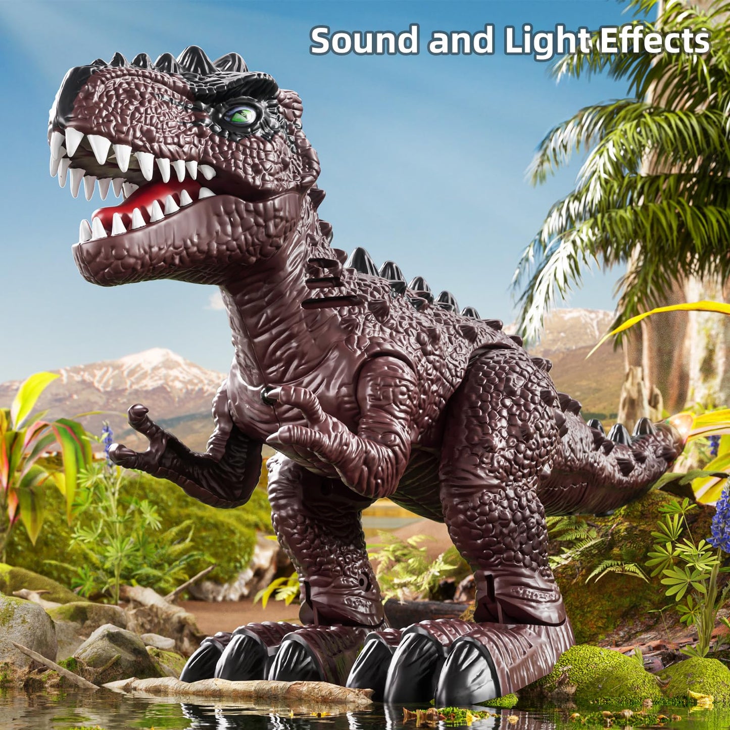 TEMI 3 Pack Electrical Walking Dinosaur Toys for Toddlers 3-4 3-5 Years with Sound and Light Up, Toddler Robot Dinosaur, Brachiosaurus, Stegosaurus Dinosaur Figures for Kids
