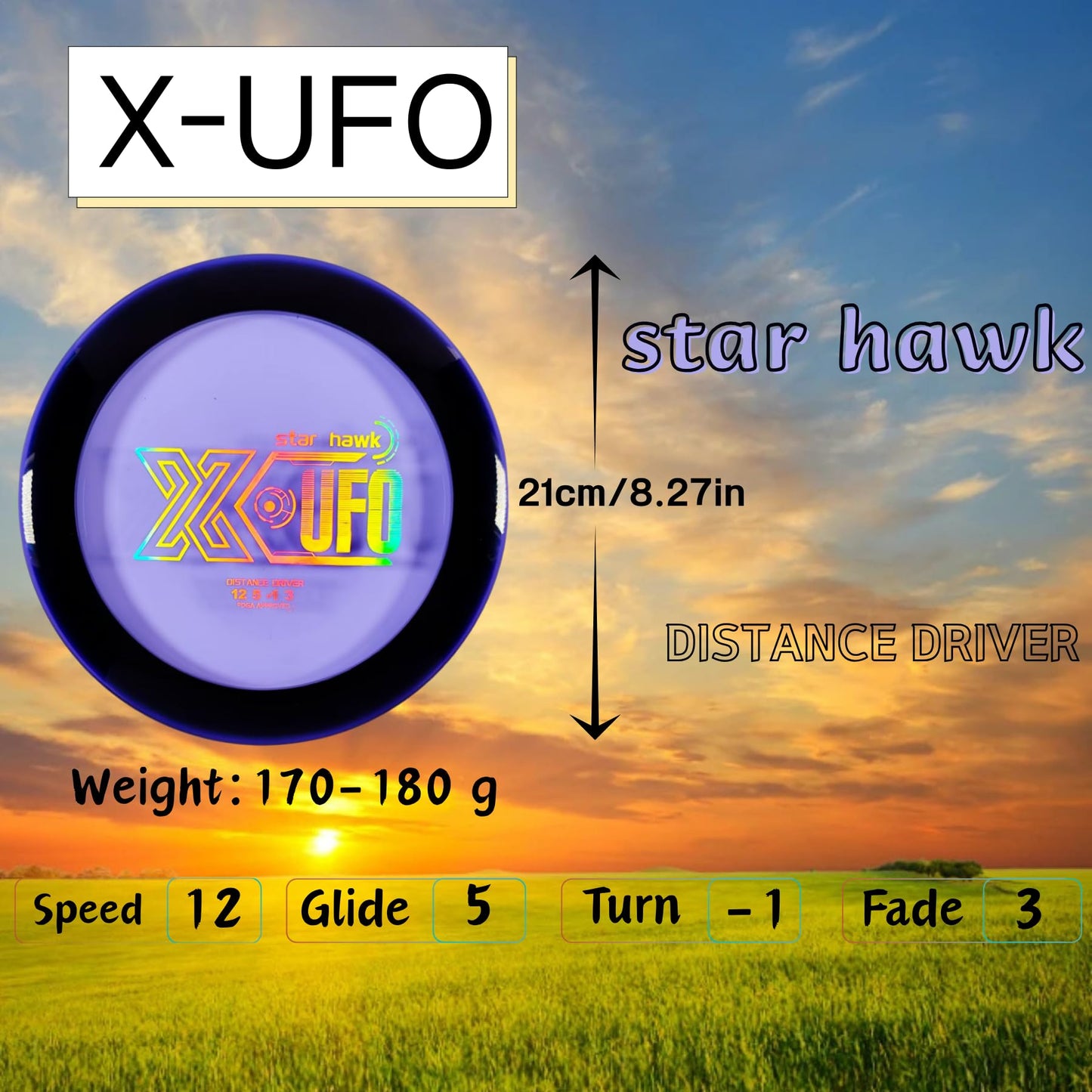 X-UFO Disc Golf Set - Disc Golf Starter Set 5 Pieces, with Putter, Driver, Mid-Range Discs, Mini Discs,Disc Golf Discs Set 170-180 Grams,PDGA Certified Golf Disc (Set 4)