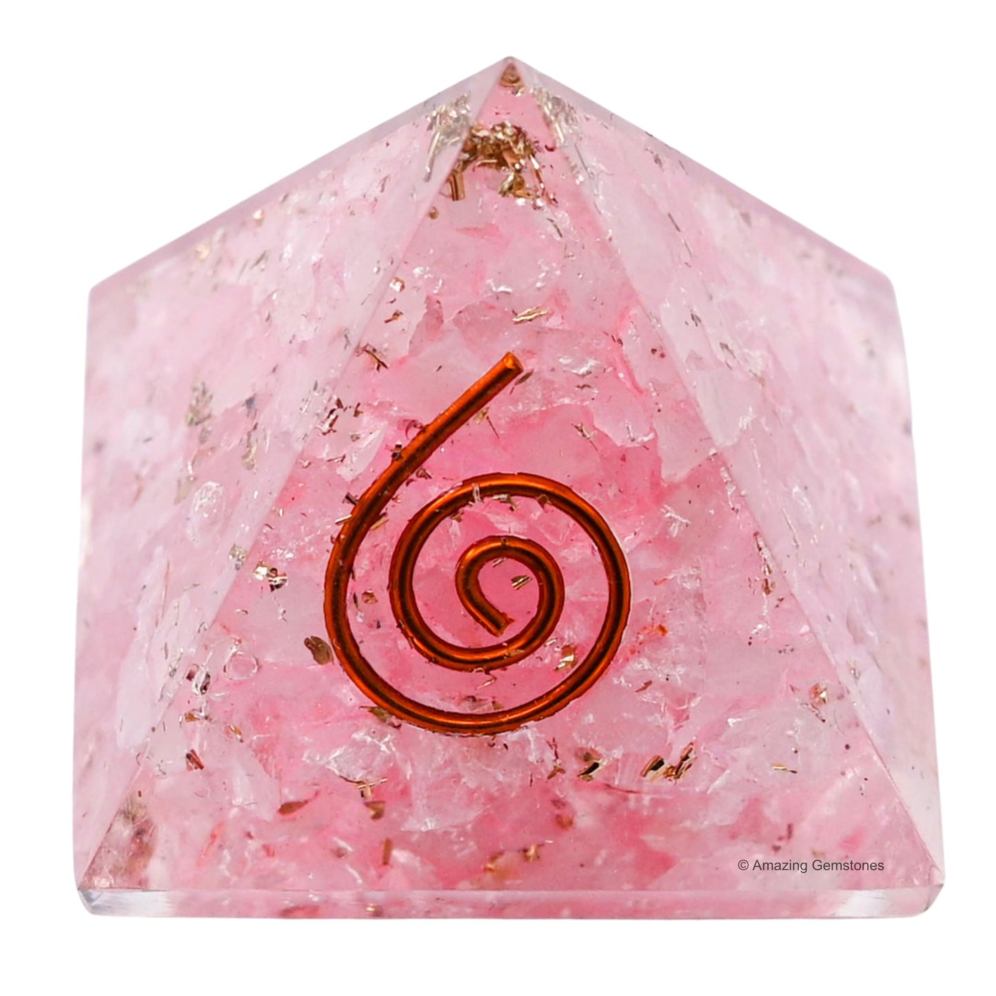 Amazing Gemstone Rose Quartz Orgone Pyramid - 30mm Small Orgonite Pyramids with Crystals and Healing Stones - Authentic Organite Gifts