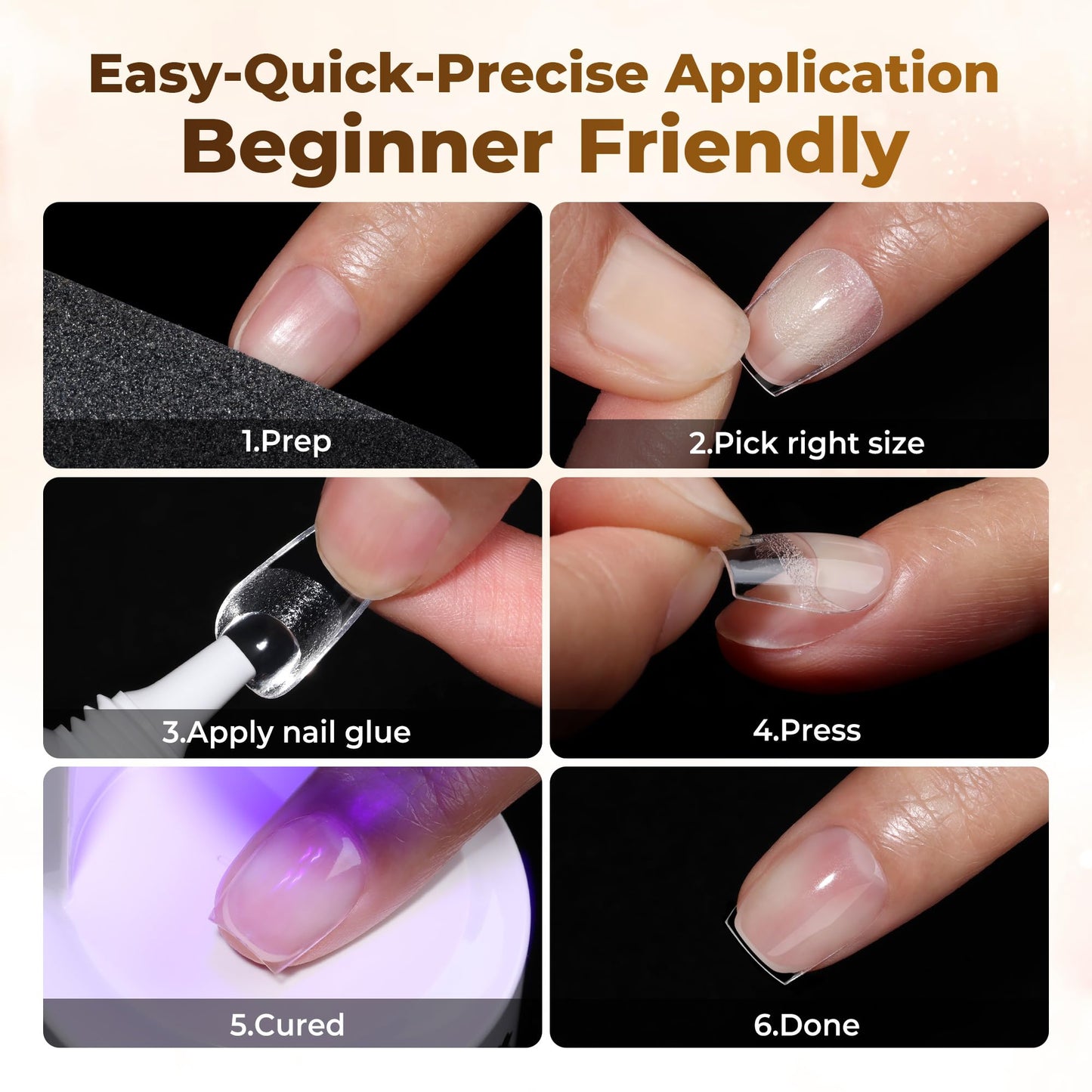 UNA GELLA Extra Short Coffin Nails Tips: 504pcs Pre-etched XS Short Nails, 12 Sizes Clear Coffin Press on Nails Full Cover Gel Tips Acrylic False Fake Nails Extension DIY Salon